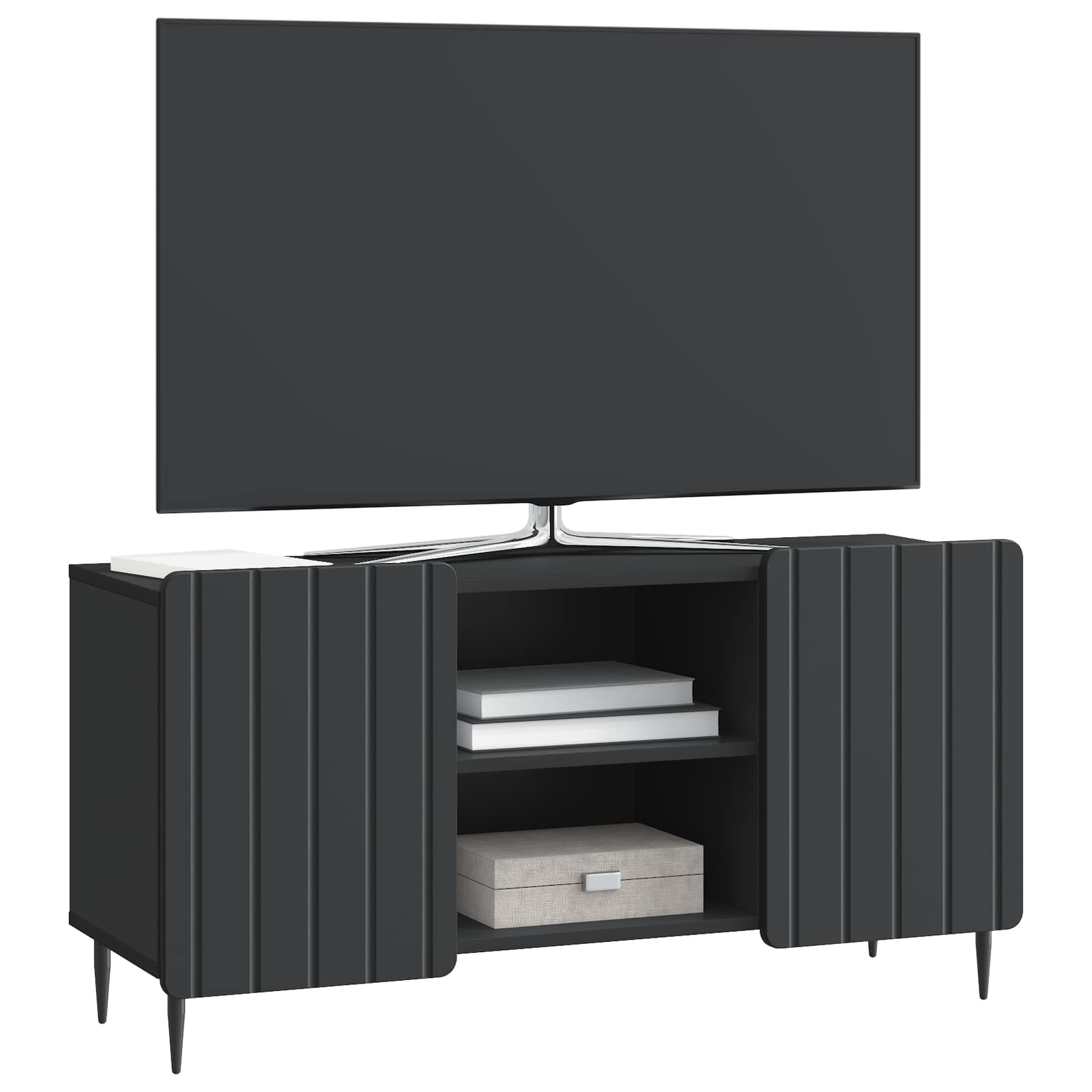Meuble TV Noir 102 x 34,5 x 52 cm Bois d'ingénierie - XIOS