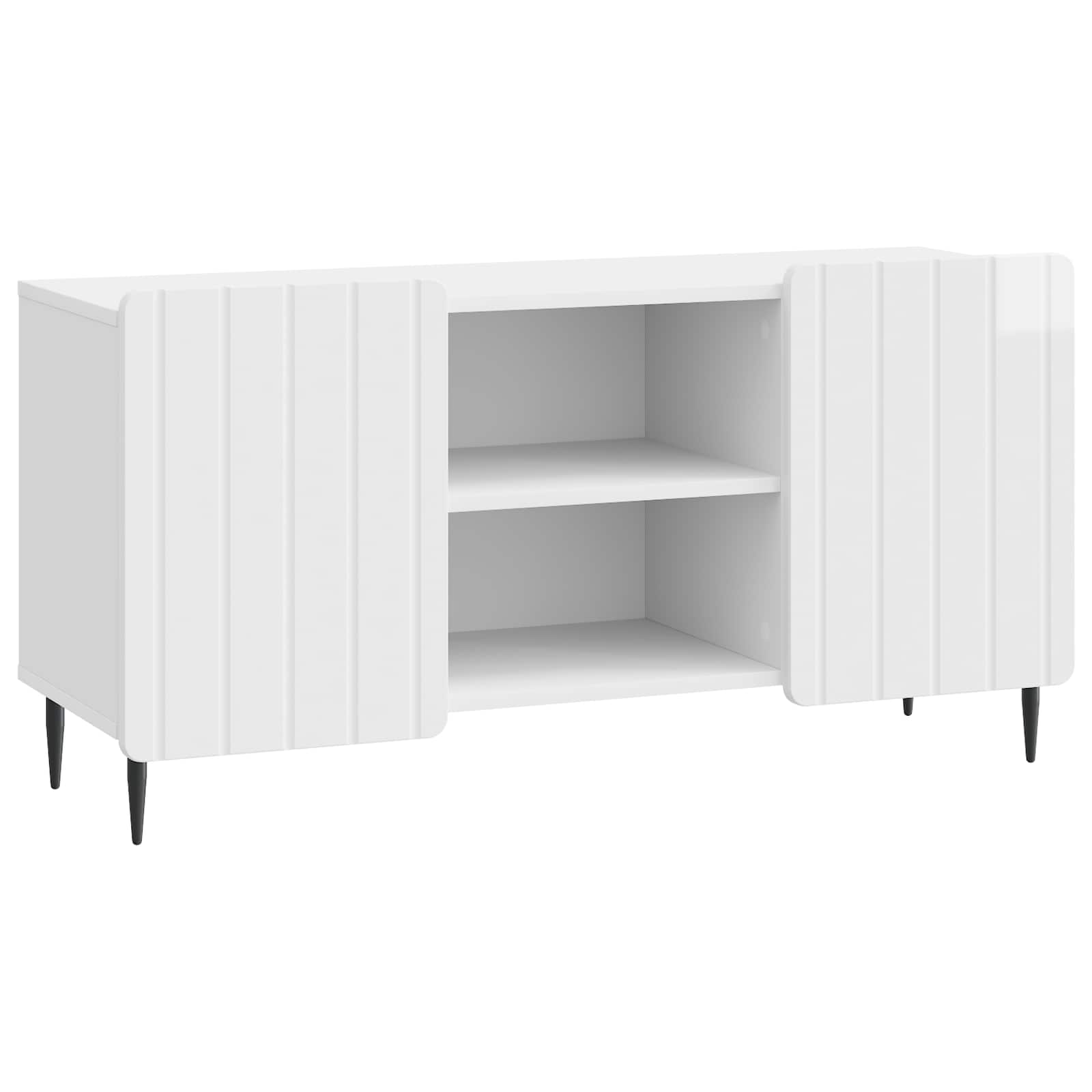 Meuble TV Blanc brillant 102 x 34,5 x 52 cm Bois d'ingénierie - XIOS