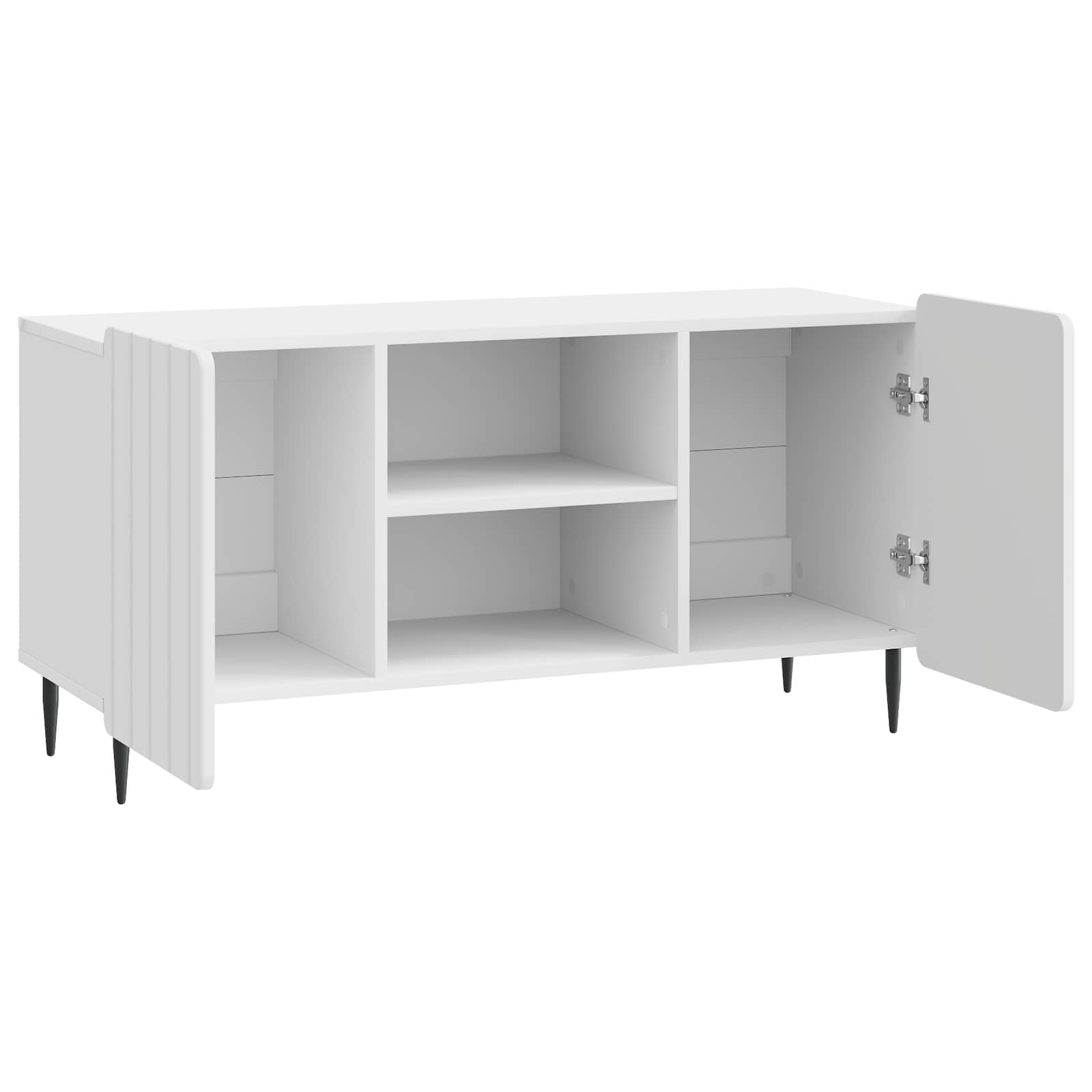 Meuble TV Blanc brillant 102 x 34,5 x 52 cm Bois d'ingénierie - XIOS