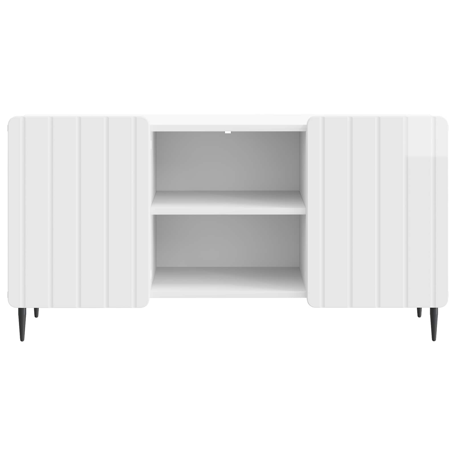 Meuble TV Blanc brillant 102 x 34,5 x 52 cm Bois d'ingénierie - XIOS