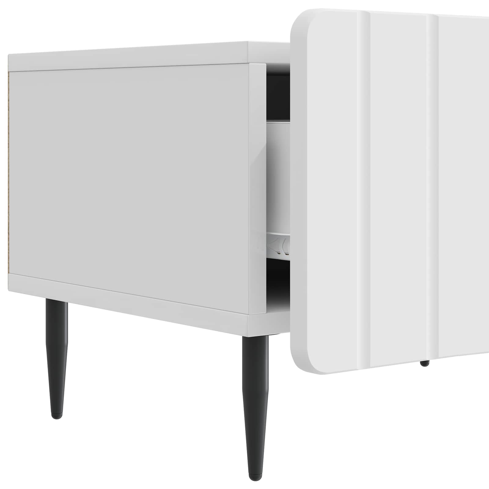 Meuble TV Blanc brillant 147 x 34,5 x 32 cm Bois d'ingénierie - XIOS
