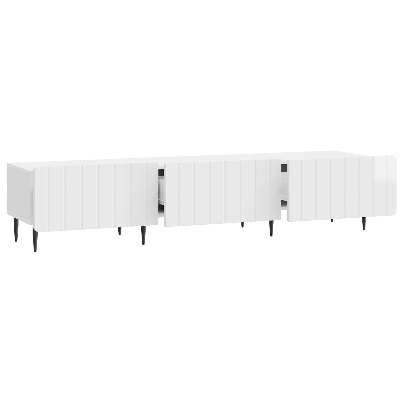 Meuble TV Blanc brillant 147 x 34,5 x 32 cm Bois d'ingénierie - XIOS