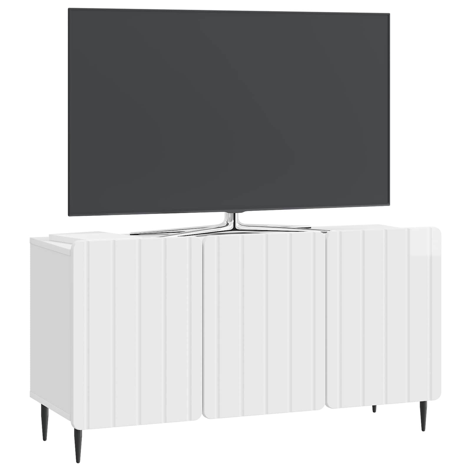 Meuble TV Blanc brillant 99 x 34,5 x 52 cm Bois d'ingénierie - XIOS
