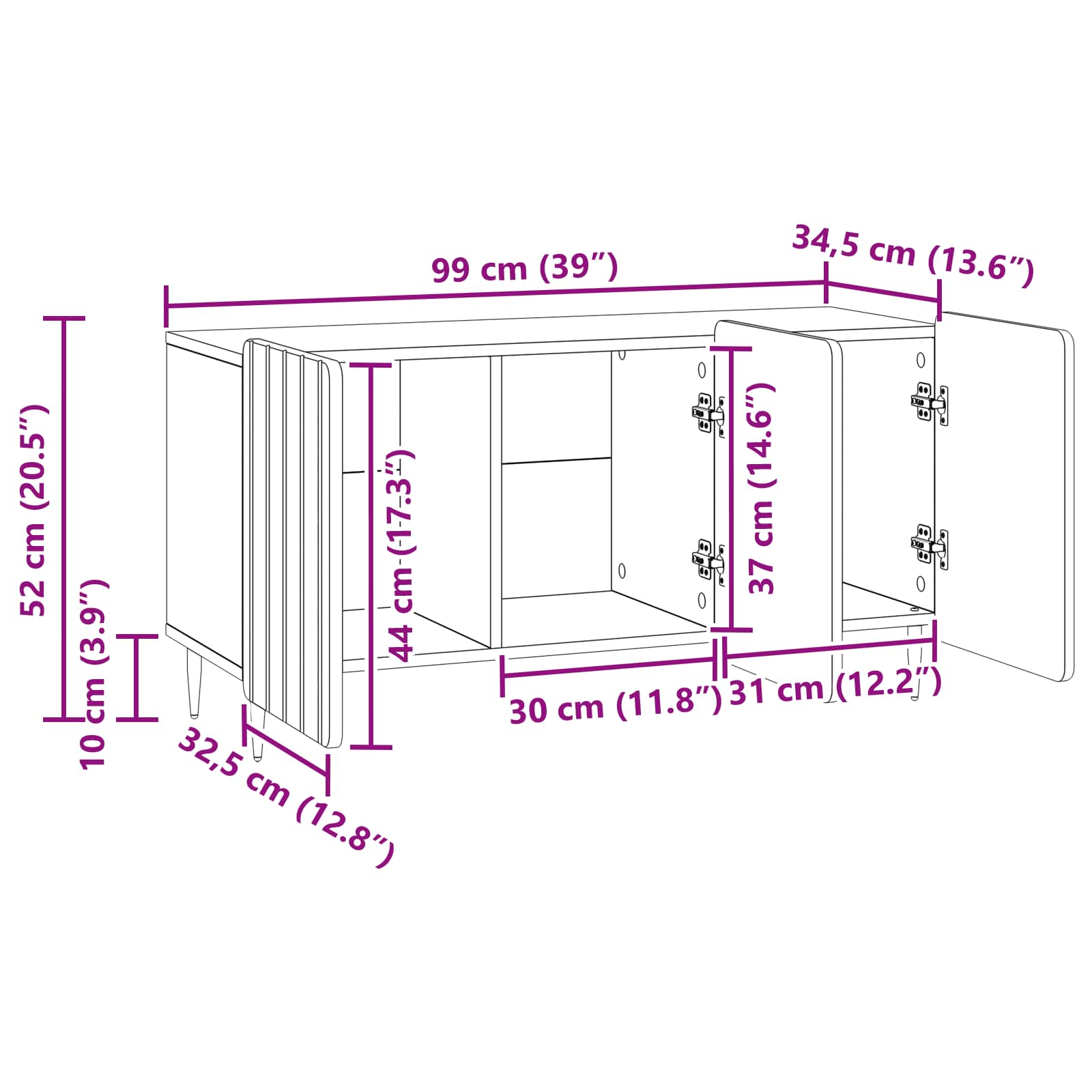 Meuble TV Sonoma gris 99 x 34,5 x 52 cm Bois d'ingénierie - XIOS