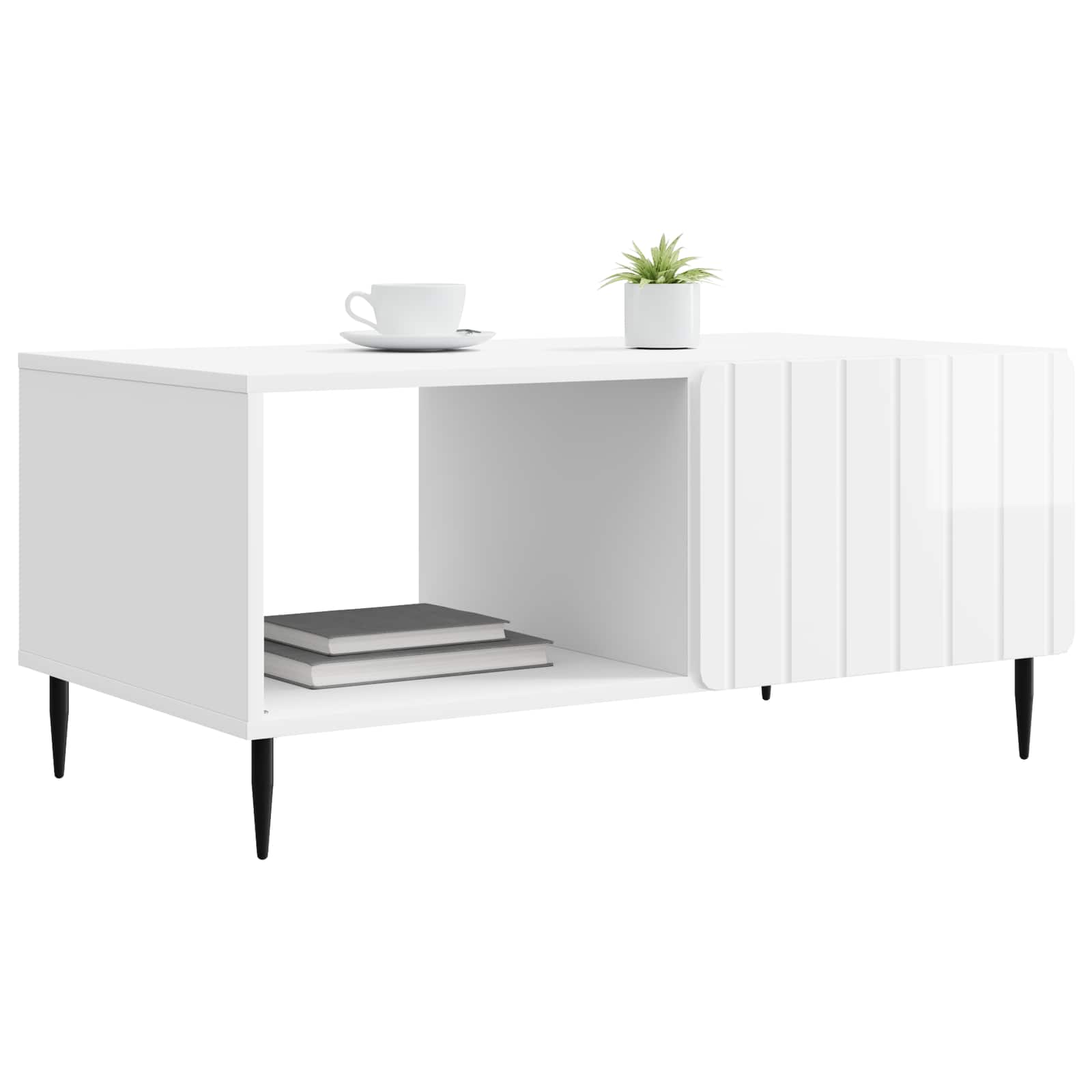 Table basse Blanc brillant 90 x 50 x 40 cm Bois d'ingénierie - XIOS