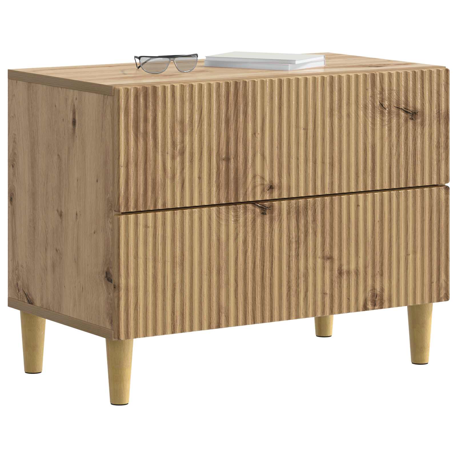 Cabinet de chevet avec tiroir Chêne artisanal 62 x 34,5 x 48 cm - XIOS