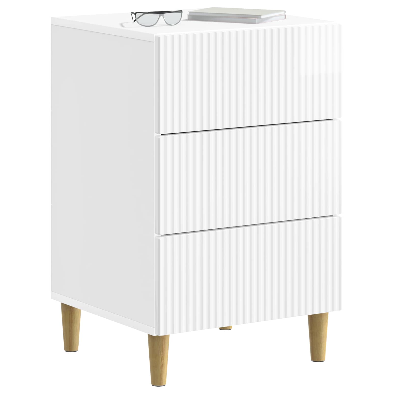 Cabinet de chevet avec tiroir Blanc brillant 43 x 41 x 66,5 cm - XIOS