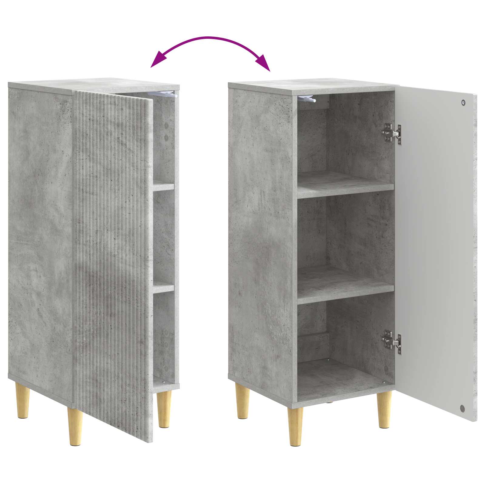 Buffet Gris béton 33 x 34,5 x 90 cm Bois d'ingénierie - XIOS