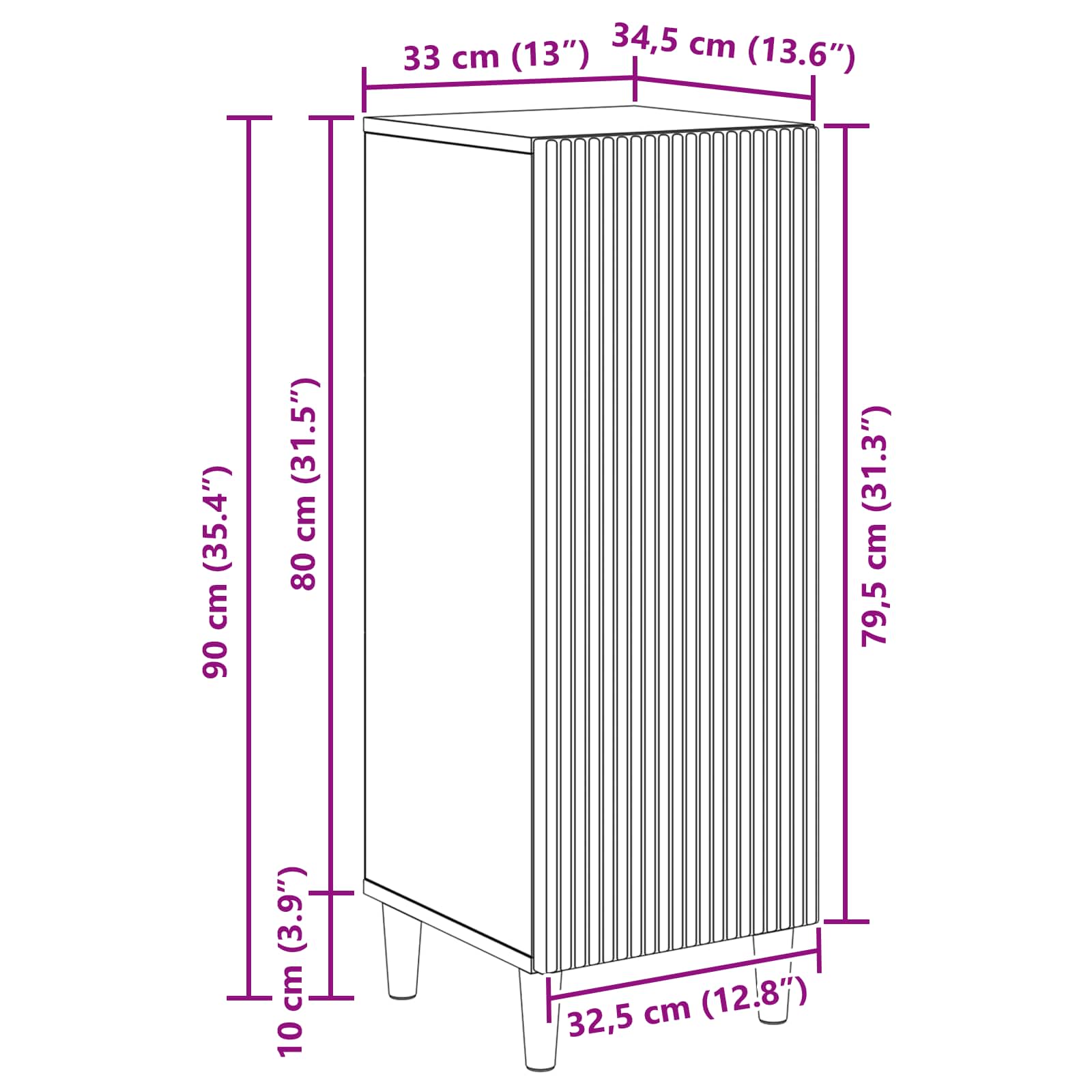 Buffet Chêne fumé 33 x 34,5 x 90 cm Bois d'ingénierie - XIOS