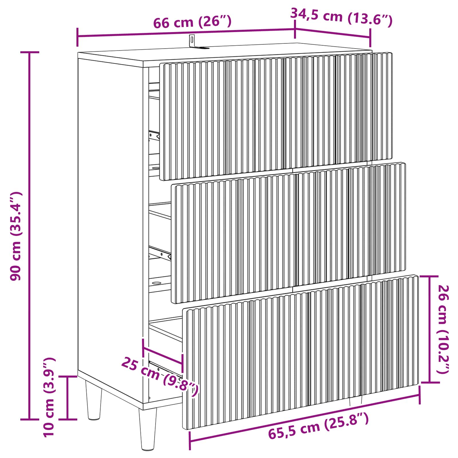 Armoire à tiroirs Chêne fumé 66 x 34,5 x 90 cm - XIOS