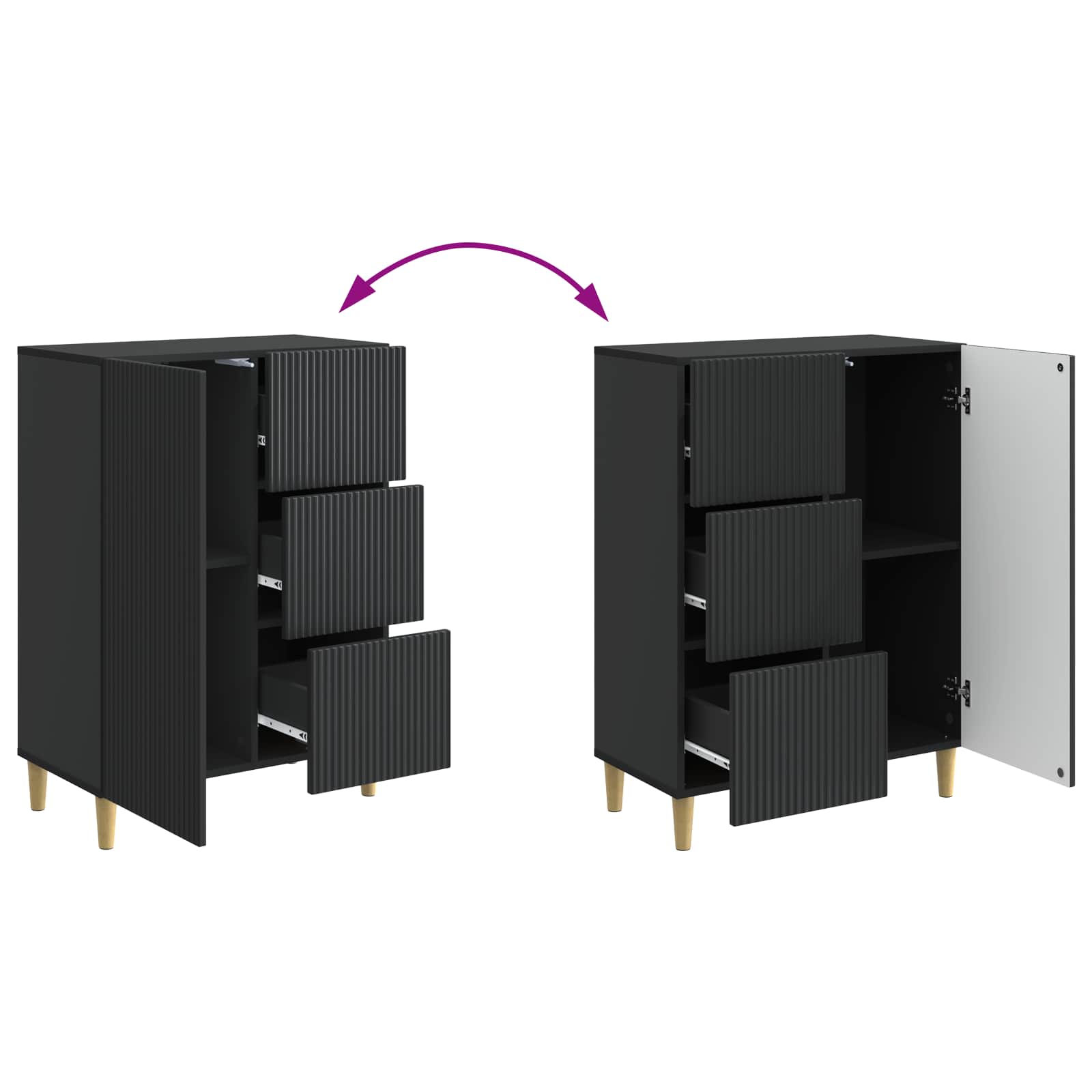 Buffet avec tiroir Noir 66 x 34,5 x 90 cm Bois d'ingénierie - XIOS