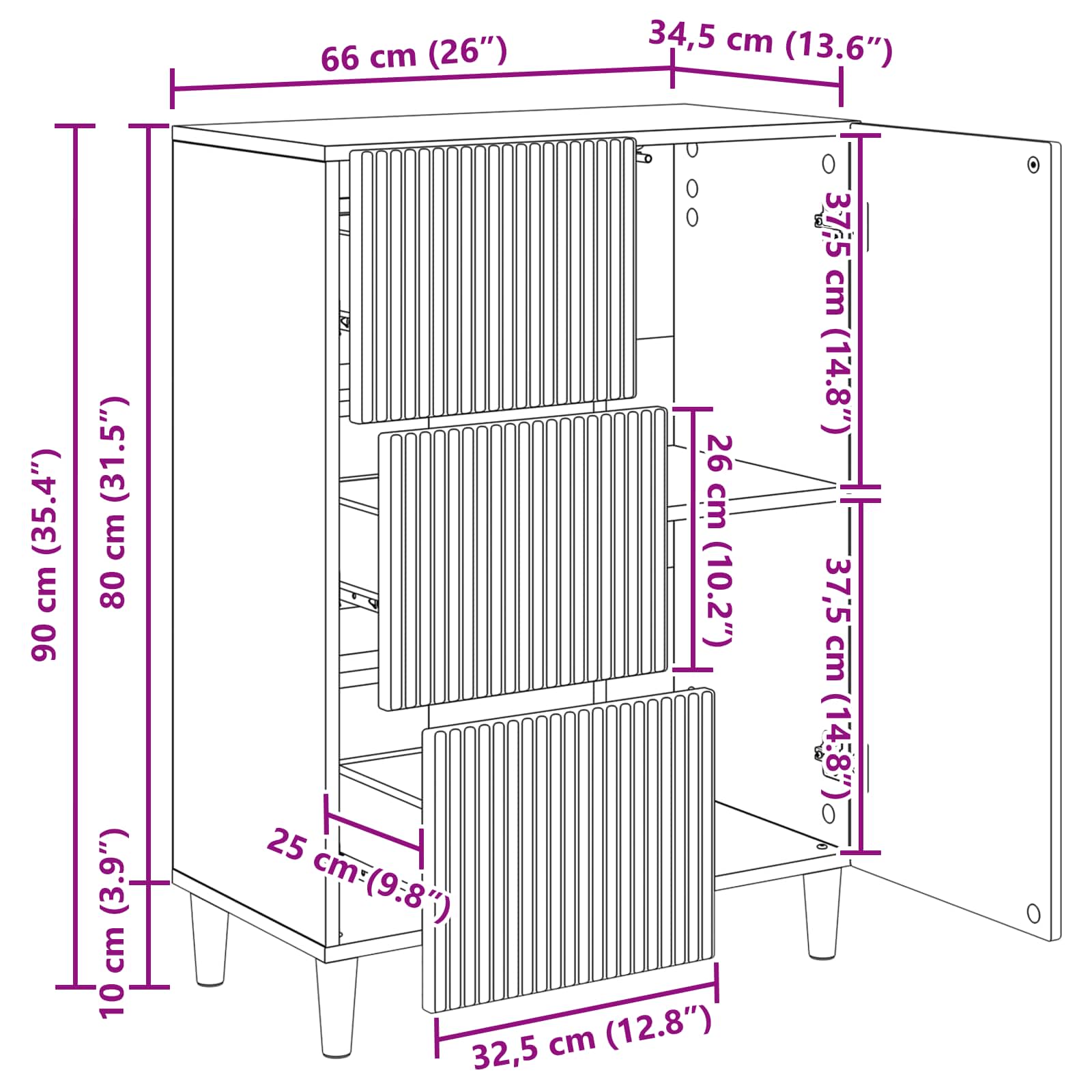 Buffet Chêne Sonoma 66 x 34,5 x 90 cm Bois d'ingénierie - XIOS