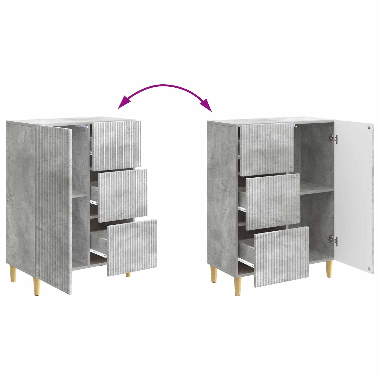 Buffet Gris béton 66 x 34,5 x 90 cm Bois d'ingénierie - XIOS
