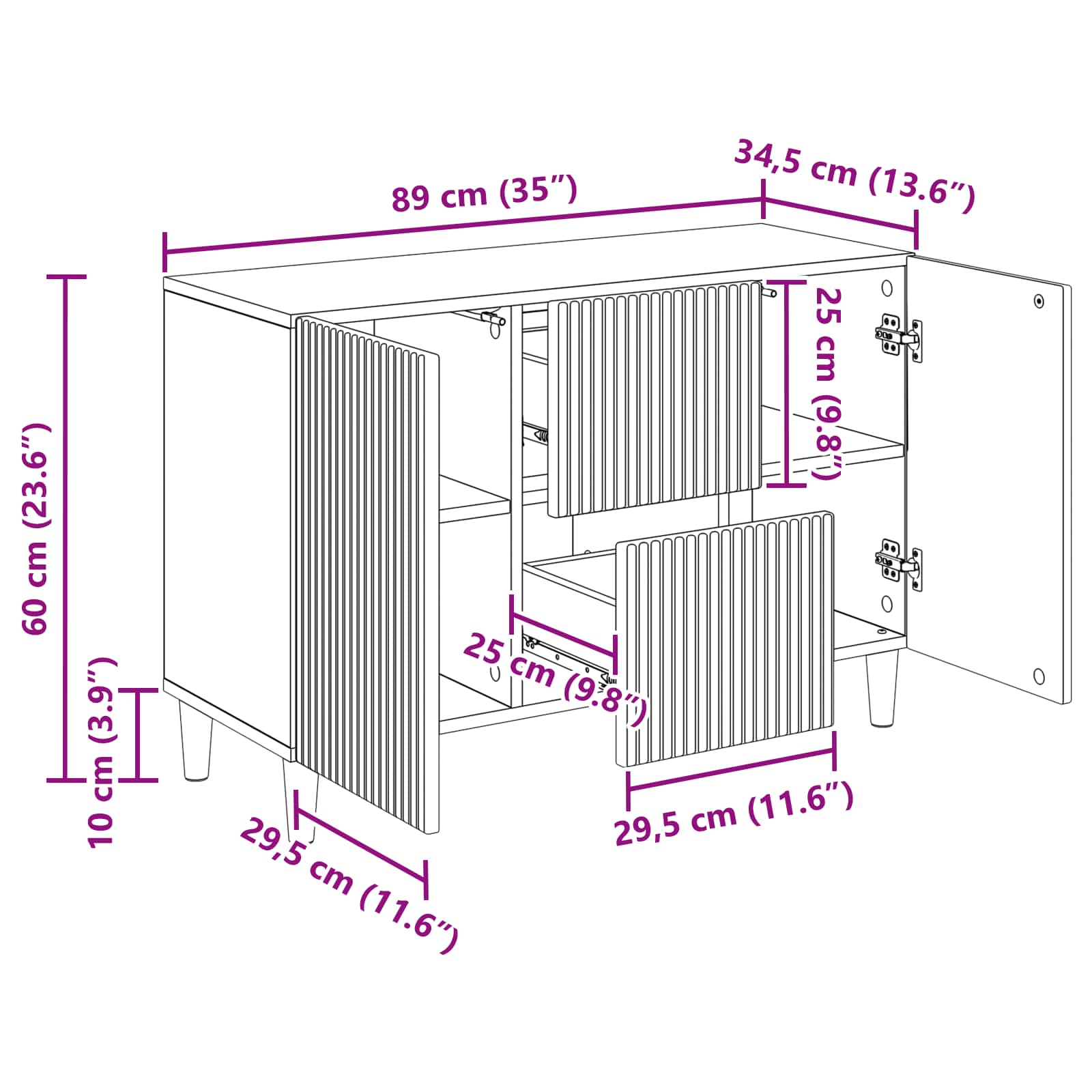 Buffet Chêne Sonoma 89 x 34,5 x 60 cm Bois d'ingénierie - XIOS