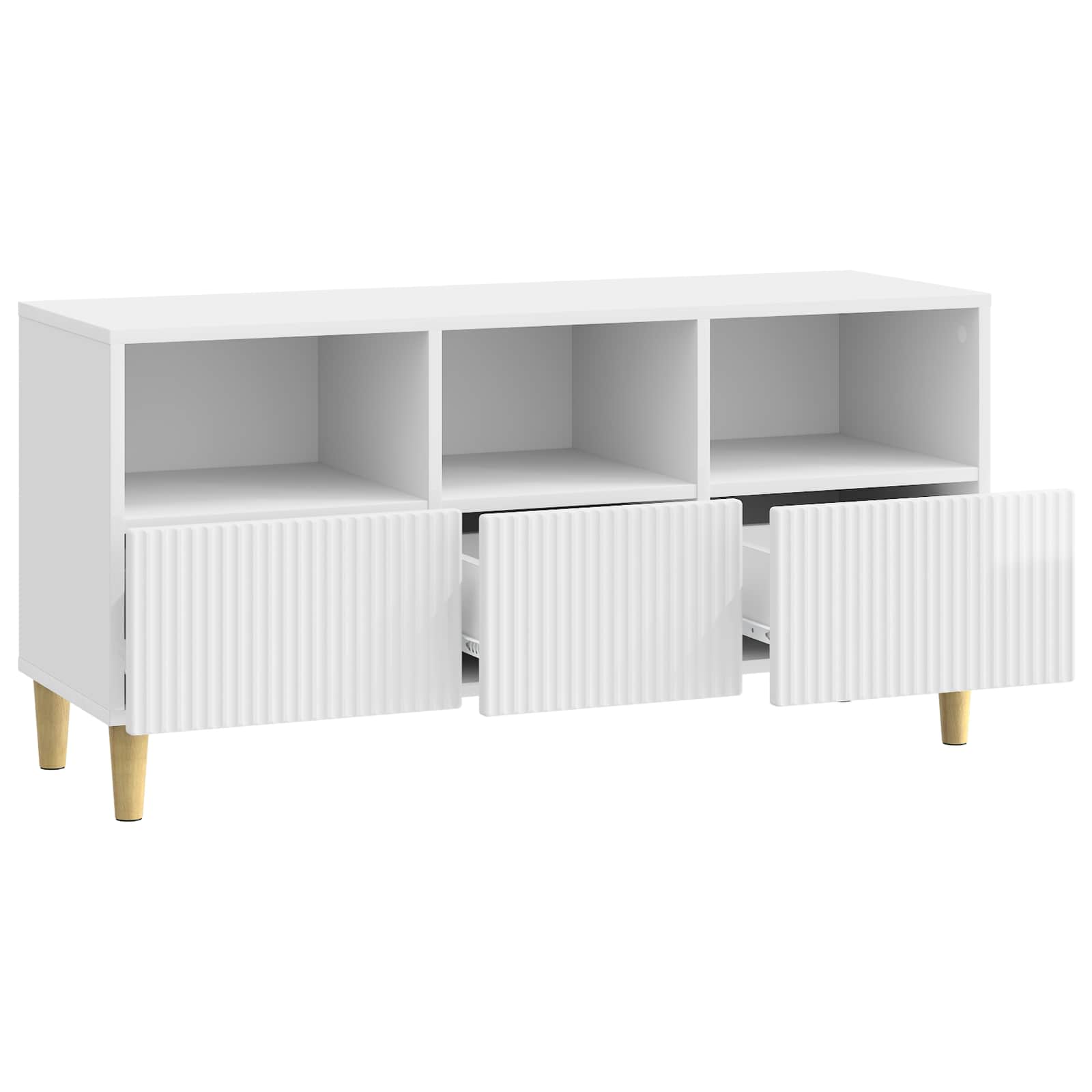 Meuble TV Blanc brillant 102 x 34,5 x 50 cm Bois d'ingénierie - XIOS