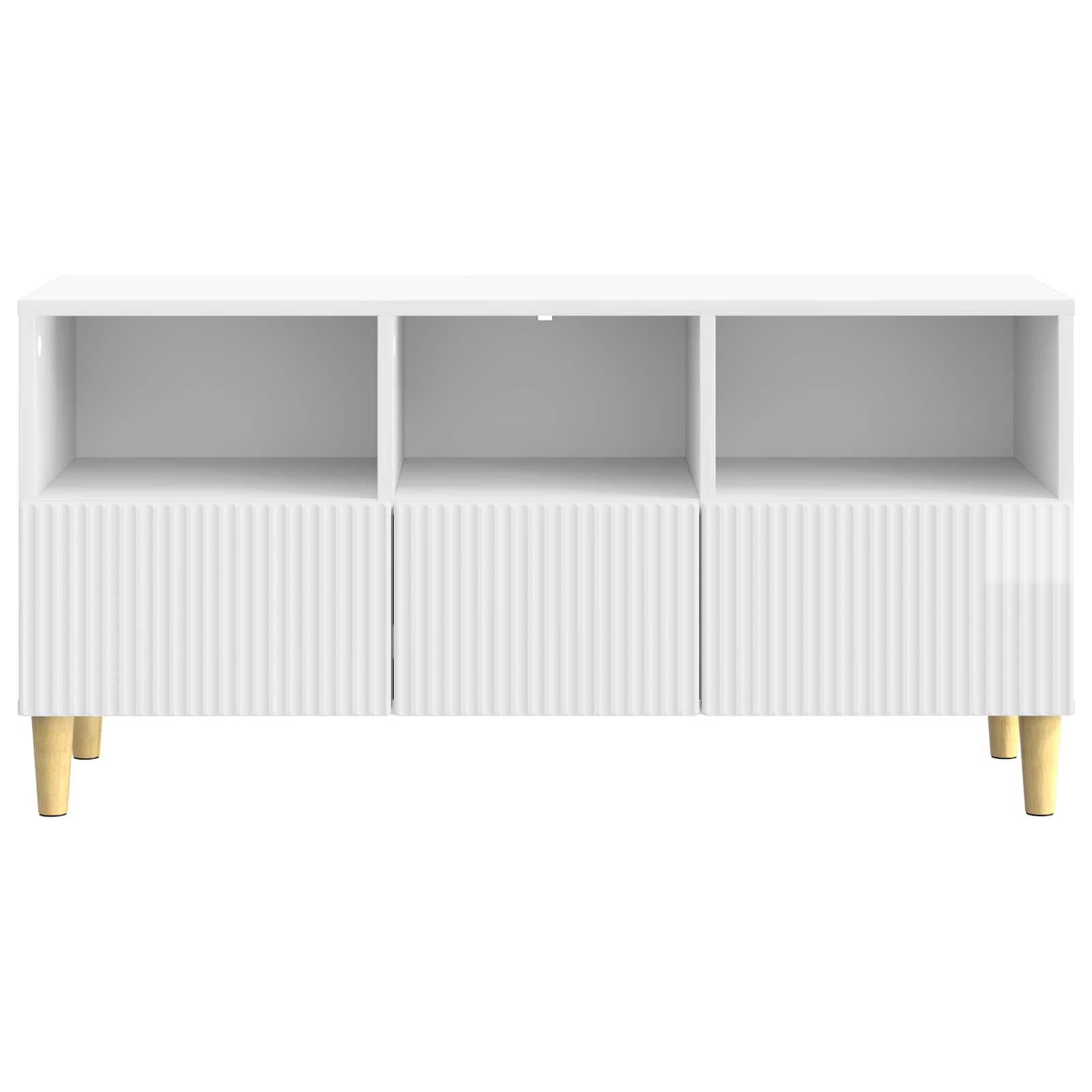 Meuble TV Blanc brillant 102 x 34,5 x 50 cm Bois d'ingénierie - XIOS