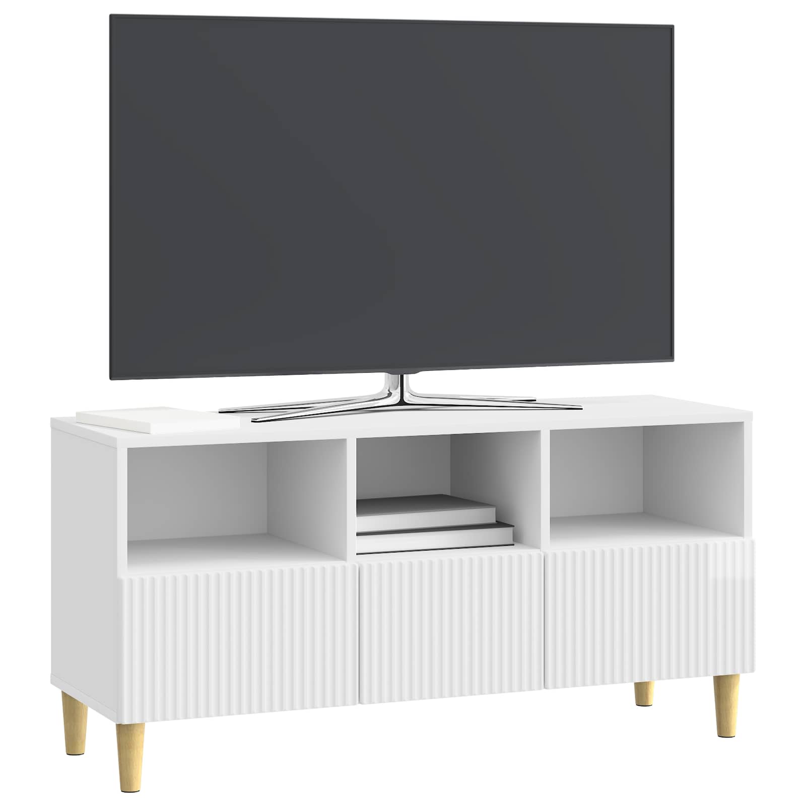 Meuble TV Blanc brillant 102 x 34,5 x 50 cm Bois d'ingénierie - XIOS