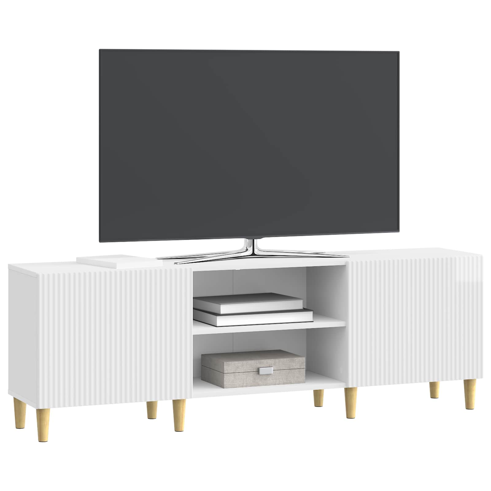 Meuble TV Blanc brillant 150 x 31 x 50 cm Bois d'ingénierie - XIOS