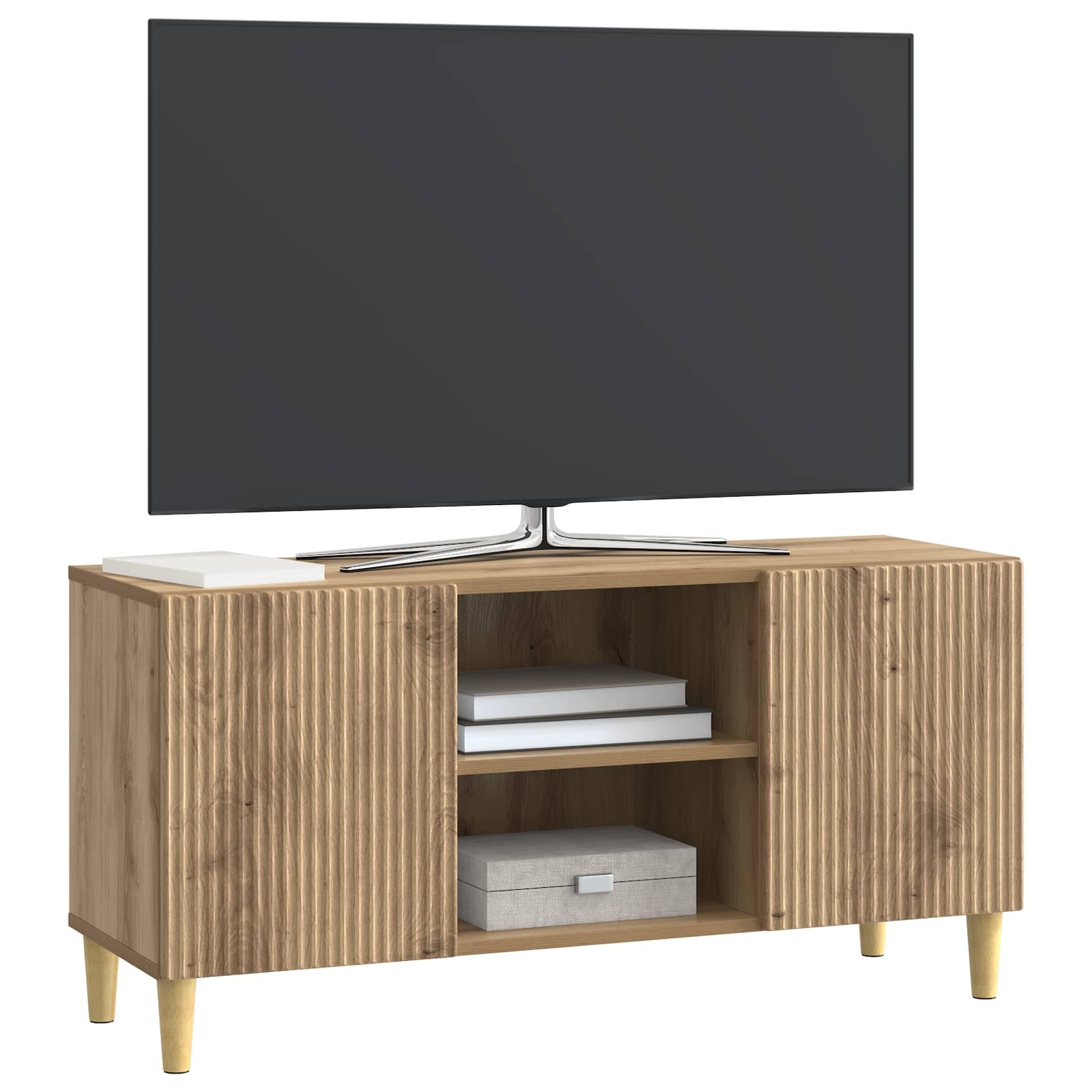 Meuble TV Chêne artisanal 102 x 34,5 x 50 cm Bois d'ingénierie - XIOS