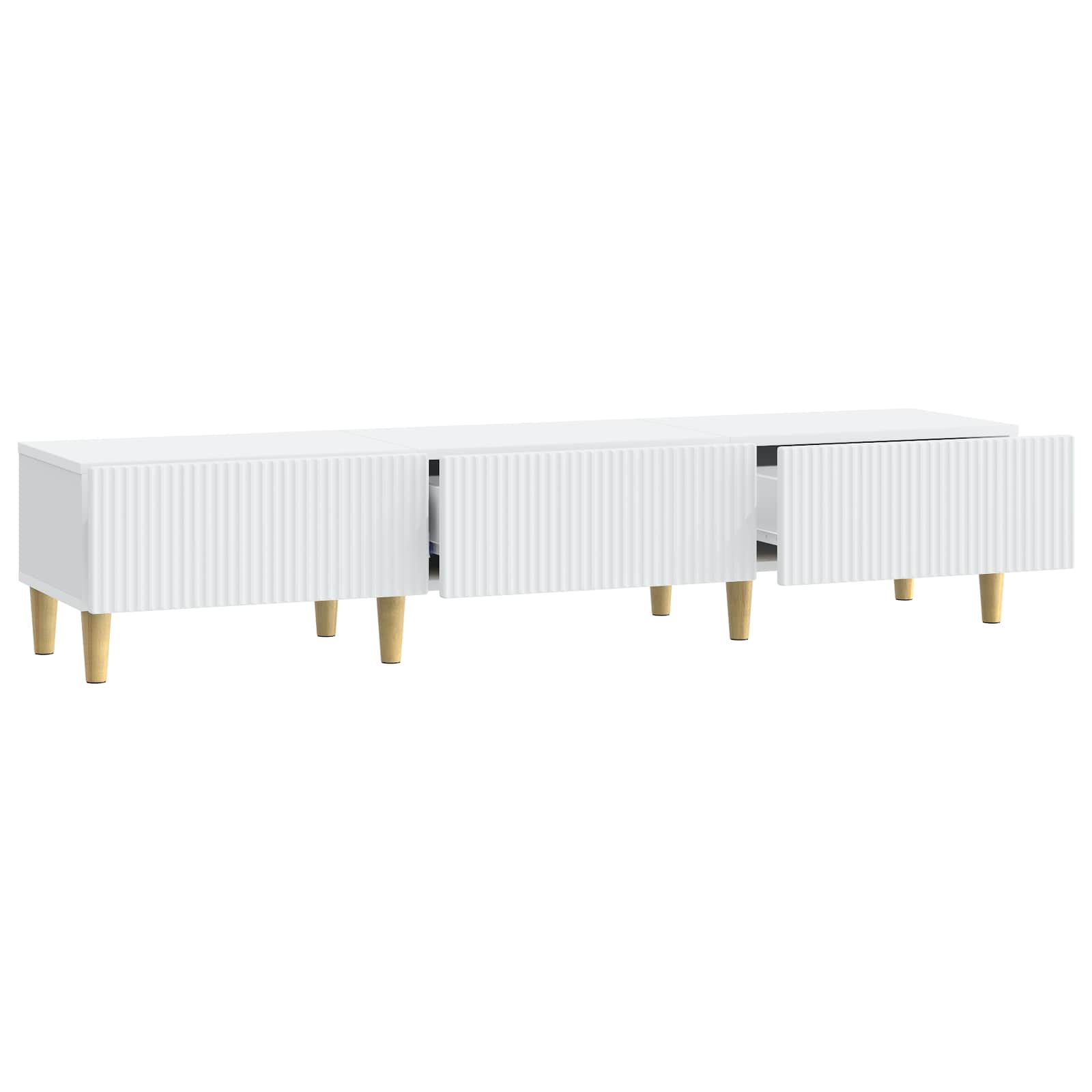 Meuble TV Blanc 147 x 34,5 x 30 cm Bois d'ingénierie - XIOS