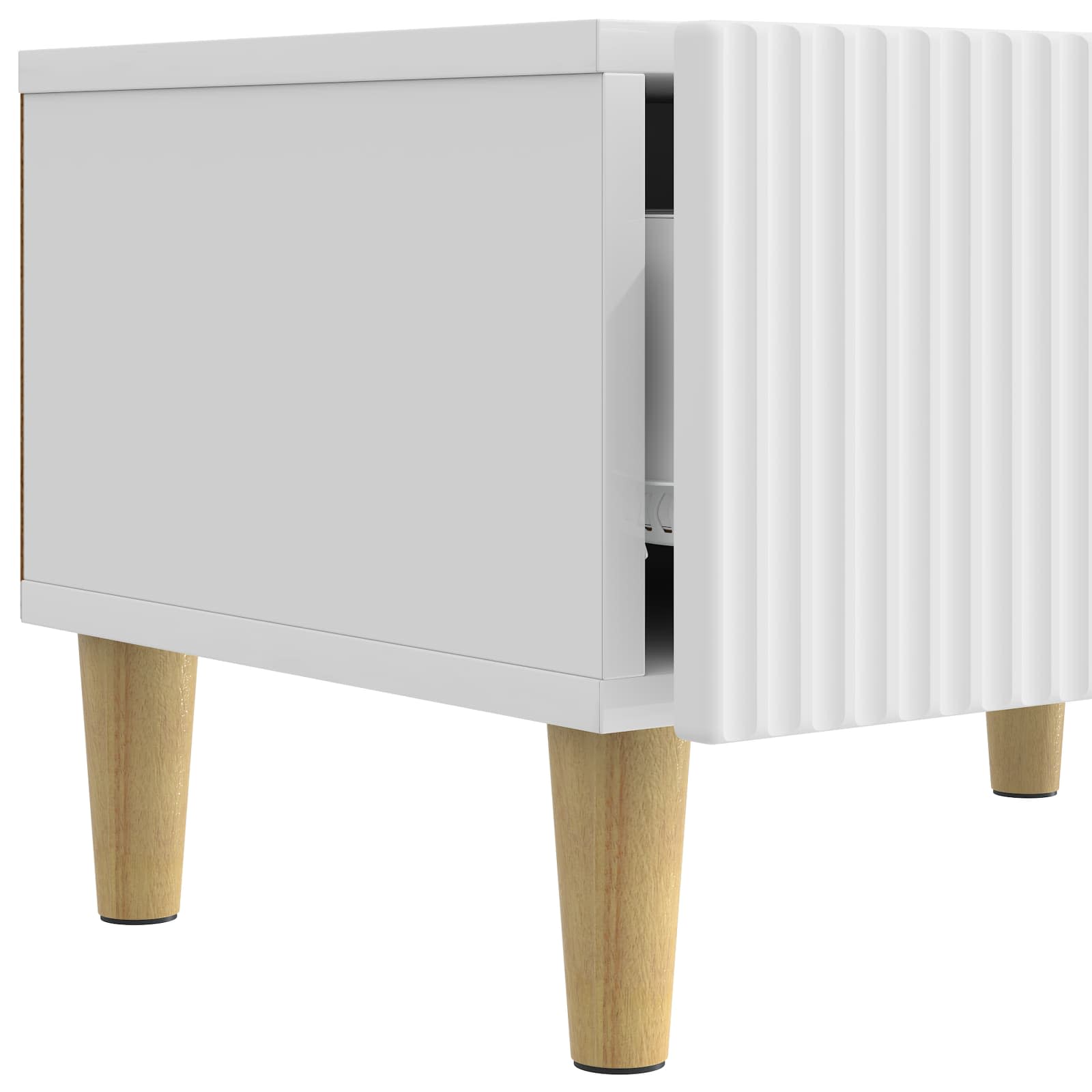 Meuble TV Blanc brillant 147 x 34,5 x 30 cm Bois d'ingénierie - XIOS