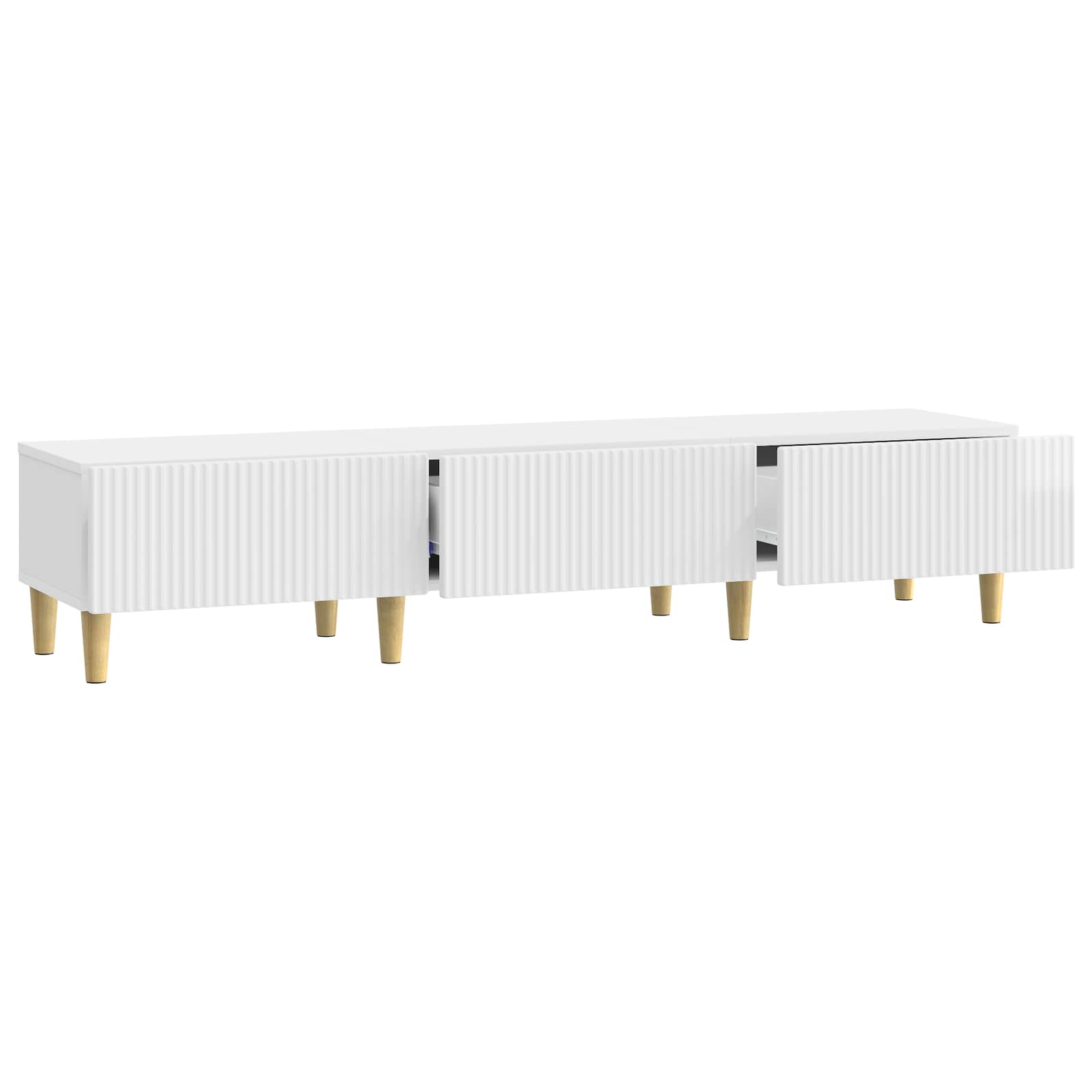 Meuble TV Blanc brillant 147 x 34,5 x 30 cm Bois d'ingénierie - XIOS