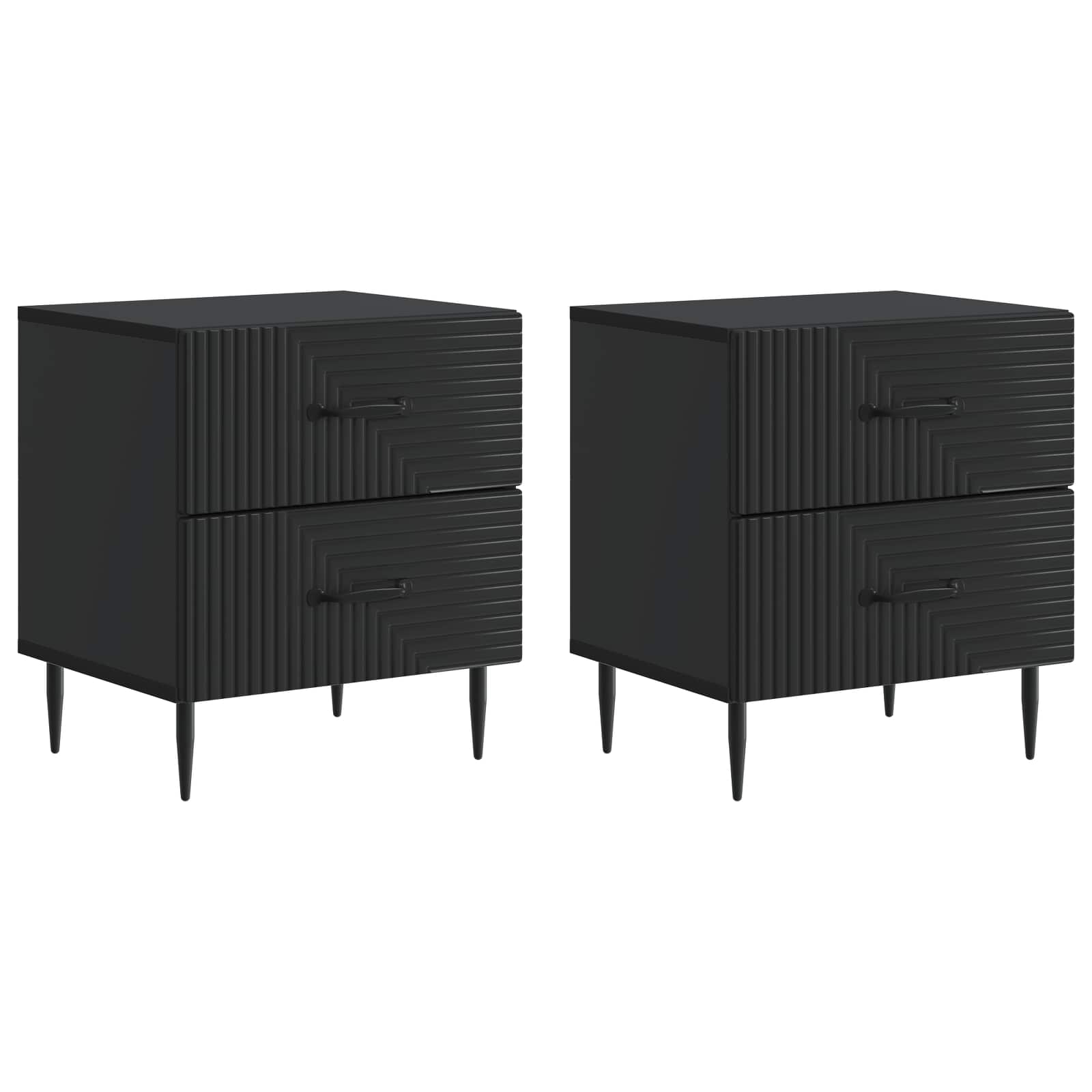 Cabinet de chevet avec tiroir 2 pcs Noir 43 x 34,5 x 47,5 cm - XIOS