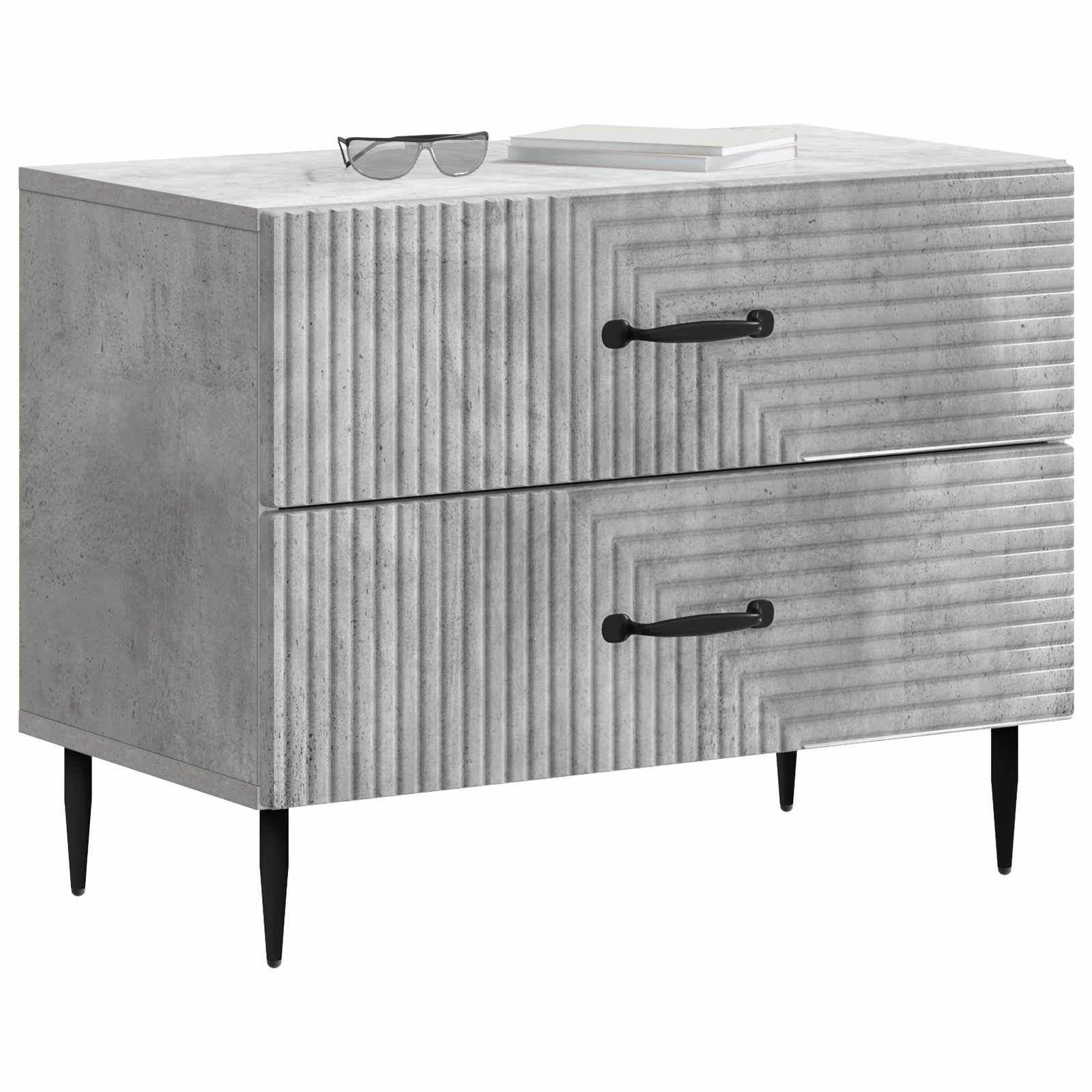 Cabinet de chevet avec tiroir Gris béton 62 x 34,5 x 47,5 cm - XIOS