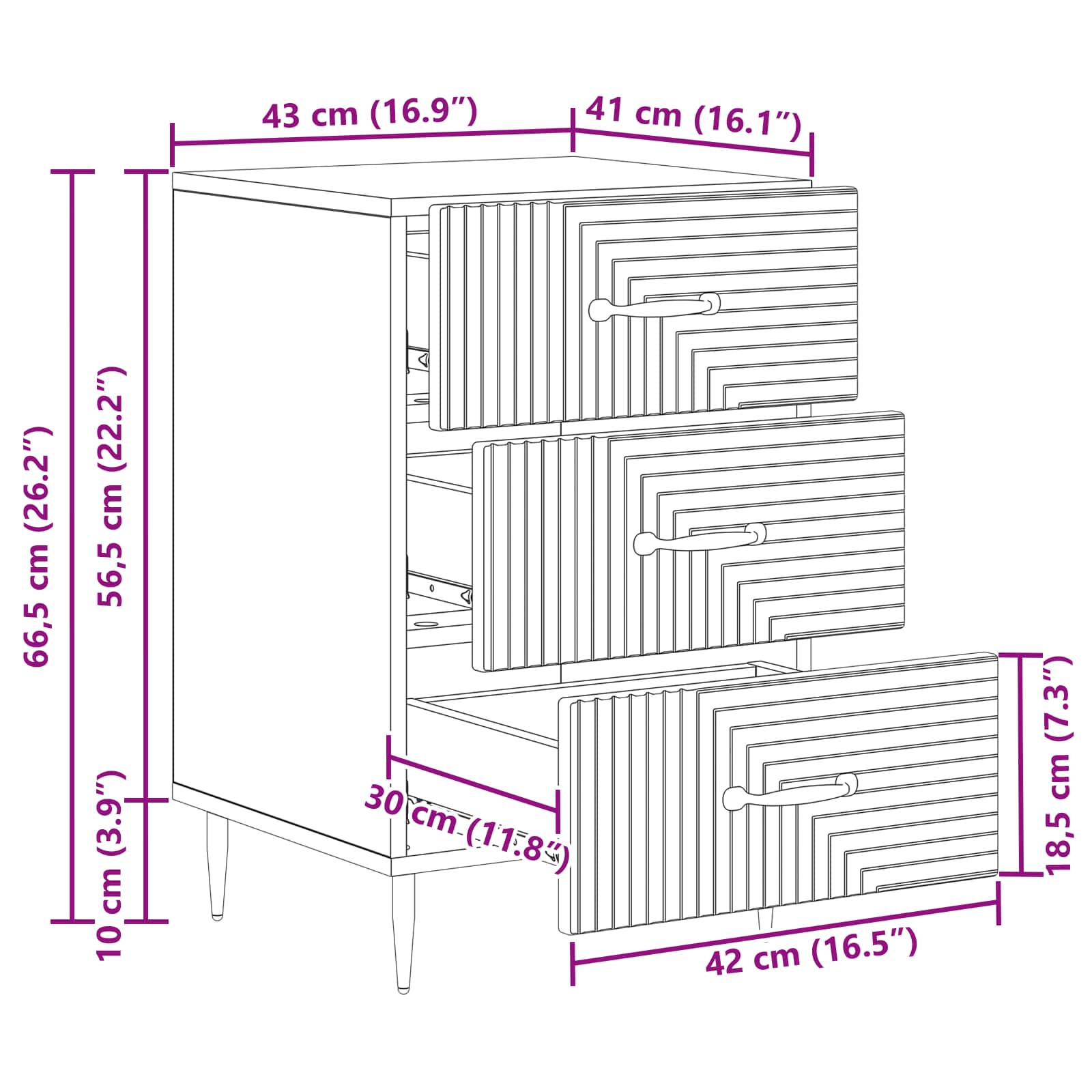 Cabinet de chevet avec tiroir Chêne Sonoma 43 x 41 x 66,5 cm - XIOS