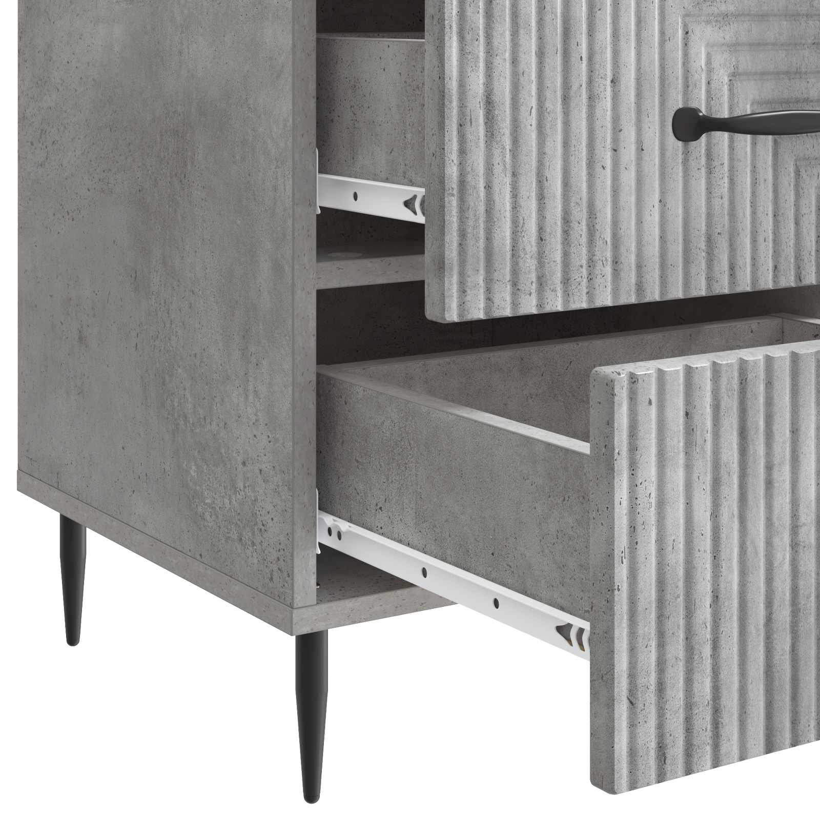 Cabinet de chevet avec tiroir Gris béton 43 x 41 x 66,5 cm - XIOS
