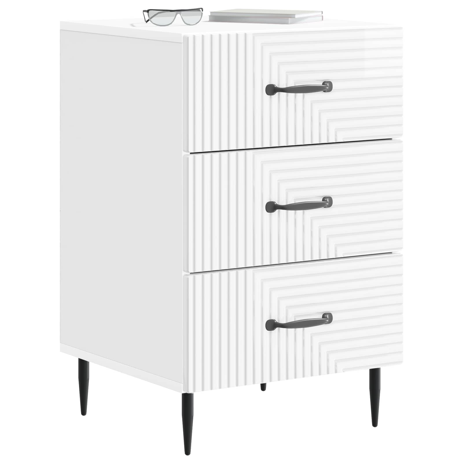 Cabinet de chevet avec tiroir Blanc brillant 43 x 41 x 66,5 cm - XIOS