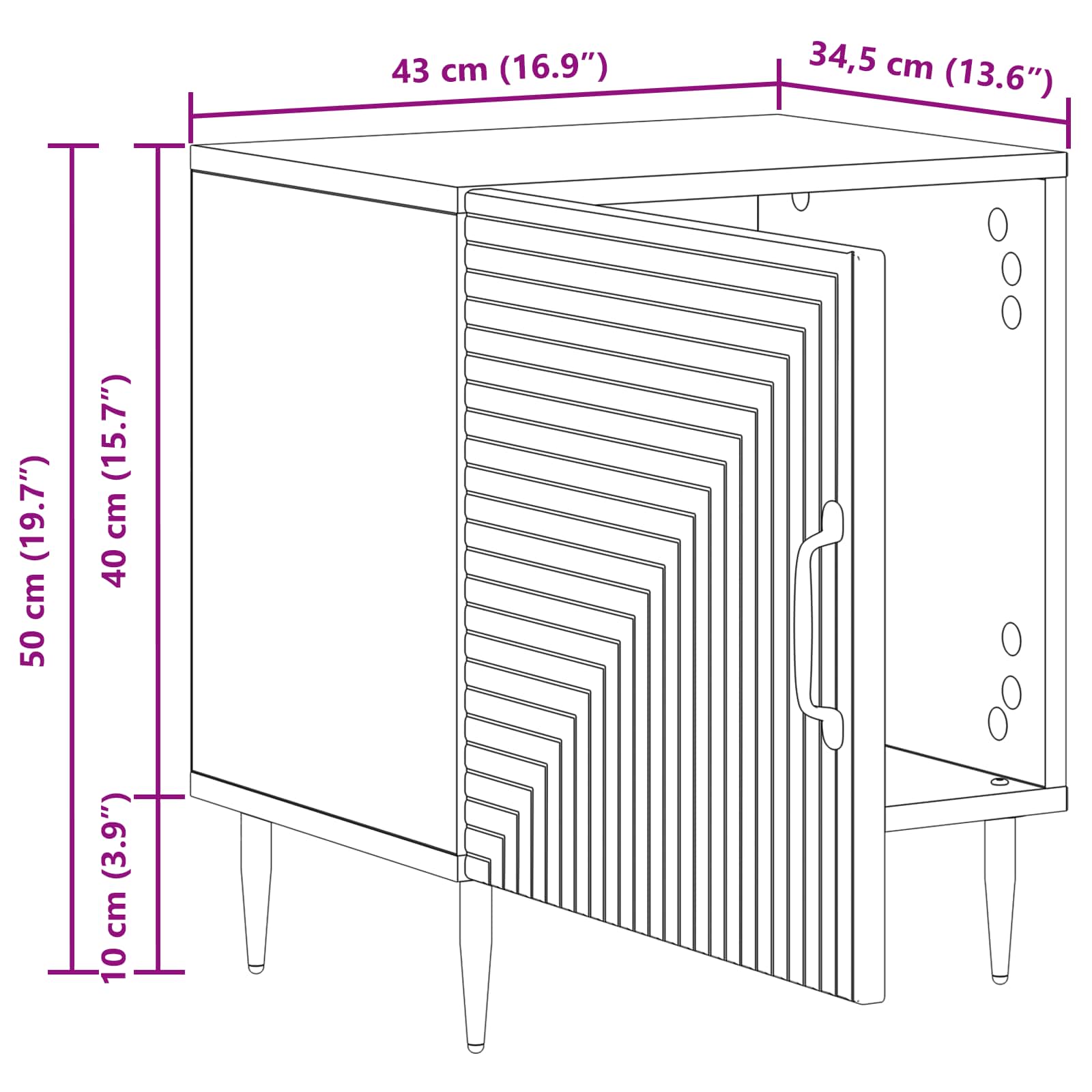 Cabinet de chevet Chêne Sonoma 43 x 34,5 x 50 cm - XIOS