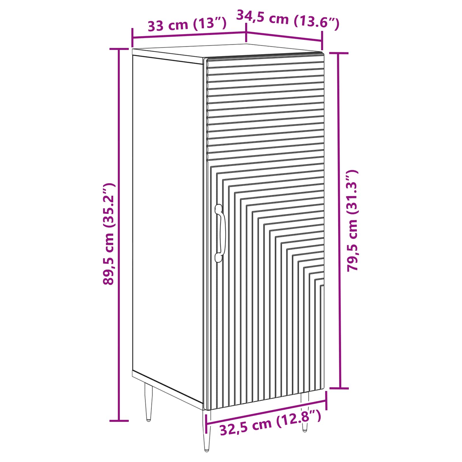 Buffet Chêne Sonoma 33 x 34,5 x 89,5 cm Bois d'ingénierie - XIOS