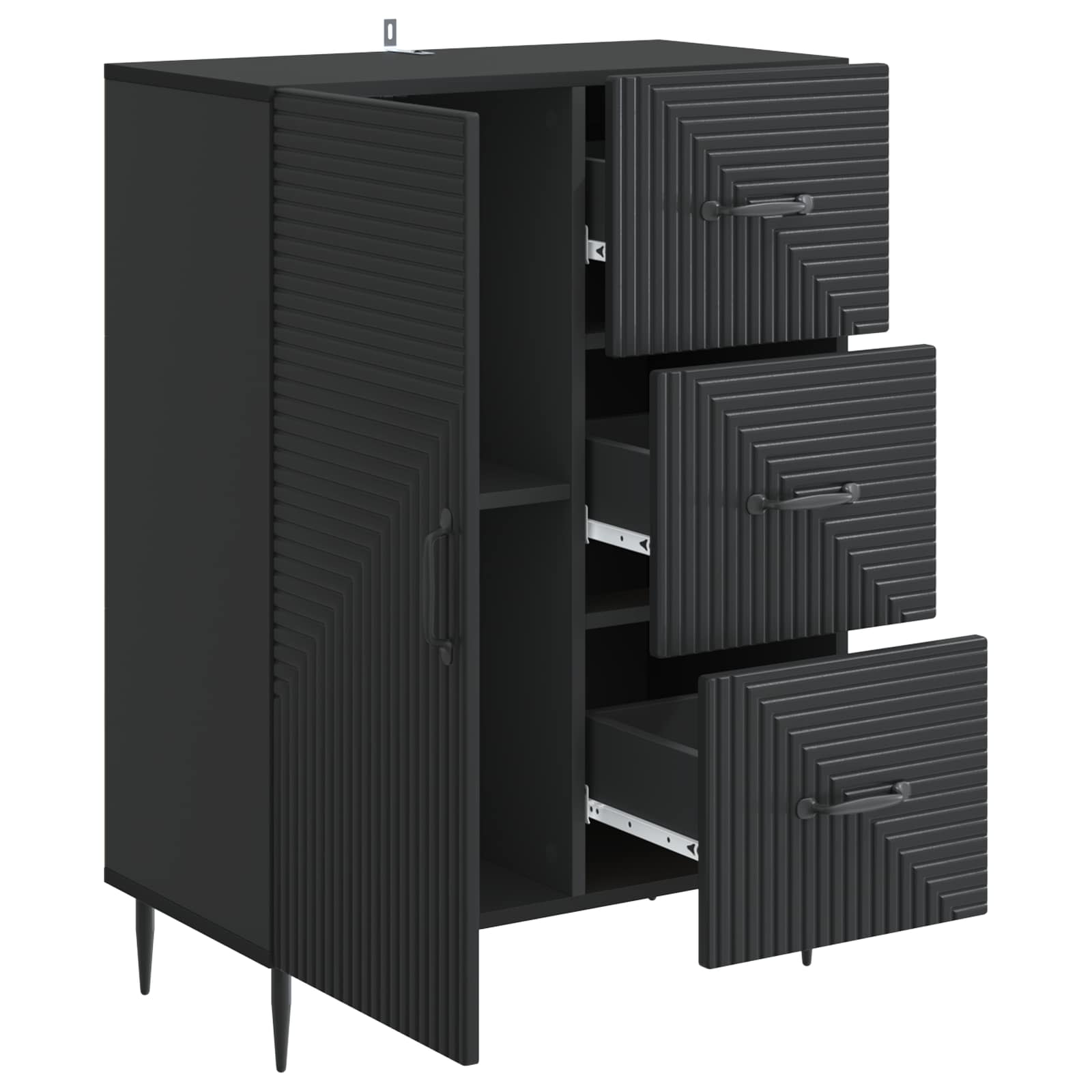 Buffet avec tiroir Noir 66 x 34,5 x 89,5 cm Bois d'ingénierie - XIOS