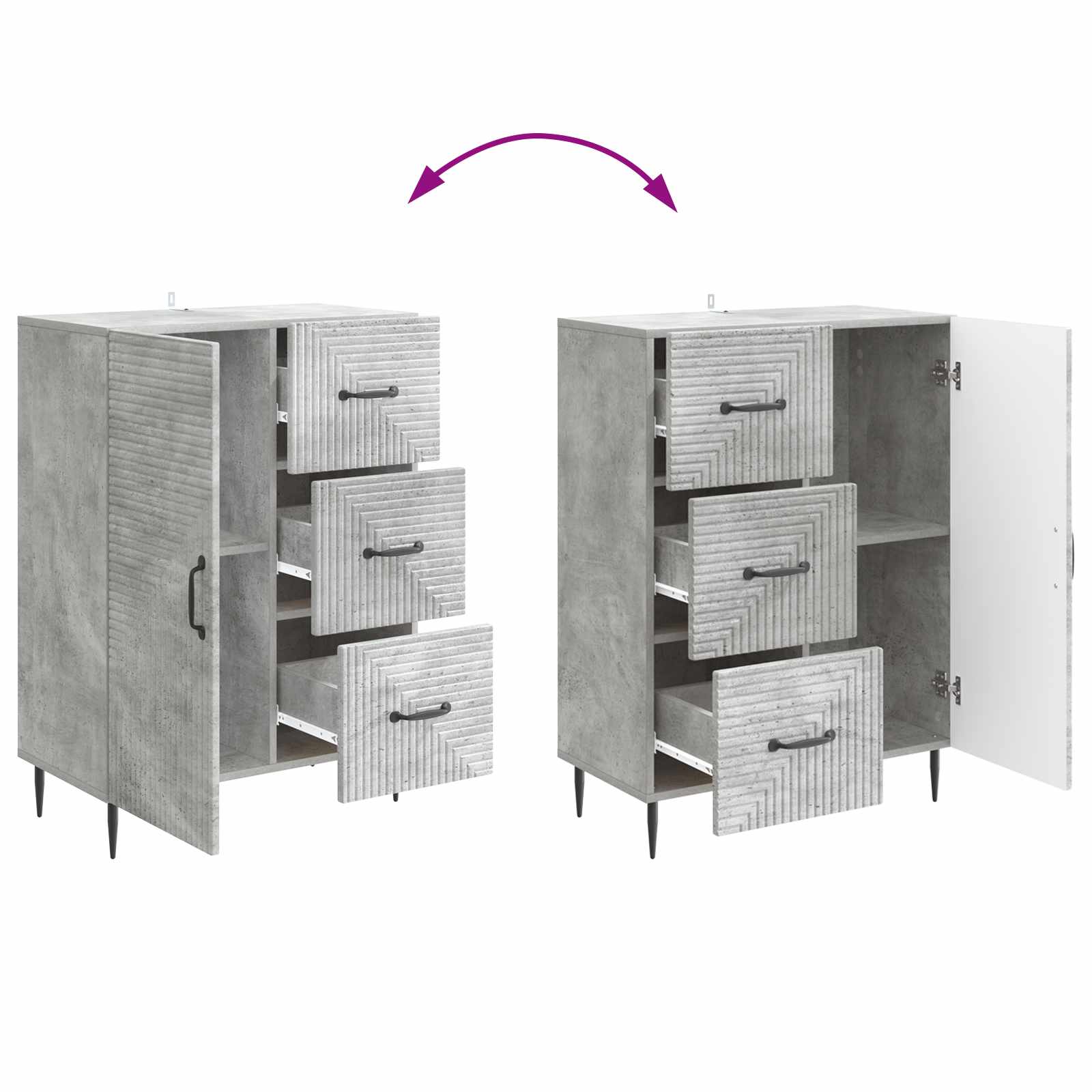 Buffet Gris béton 66 x 34,5 x 89,5 cm Bois d'ingénierie - XIOS