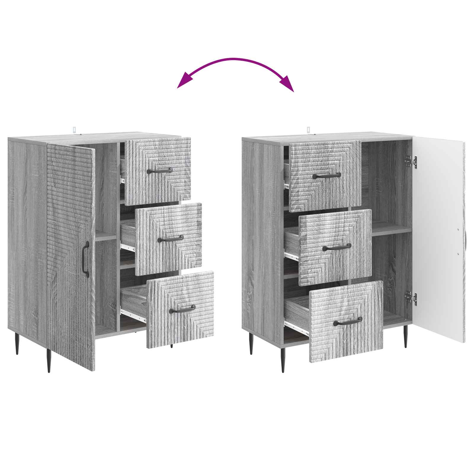 Buffet Sonoma gris 66 x 34,5 x 89,5 cm Bois d'ingénierie - XIOS
