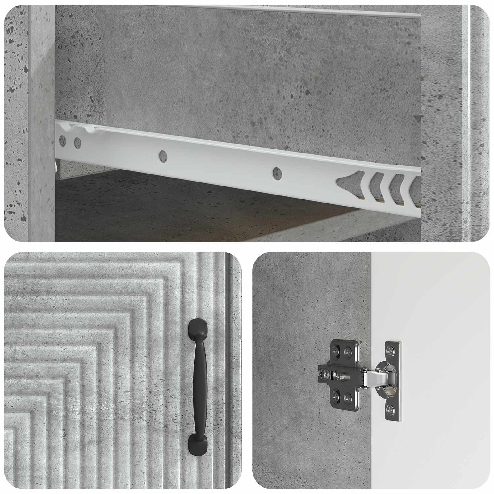 Buffet Gris béton 66 x 34,5 x 89,5 cm Bois d'ingénierie - XIOS
