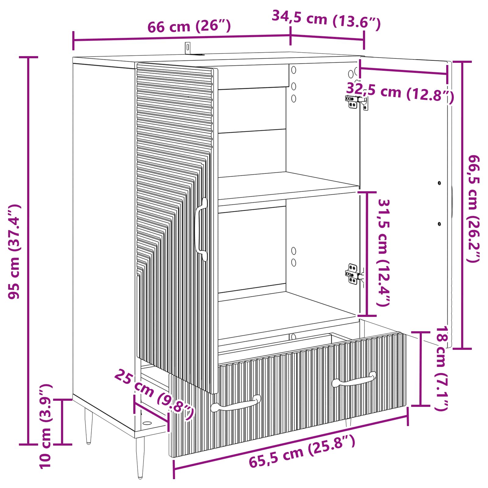 Buffet Chêne Sonoma 66 x 34,5 x 95 cm Bois d'ingénierie - XIOS