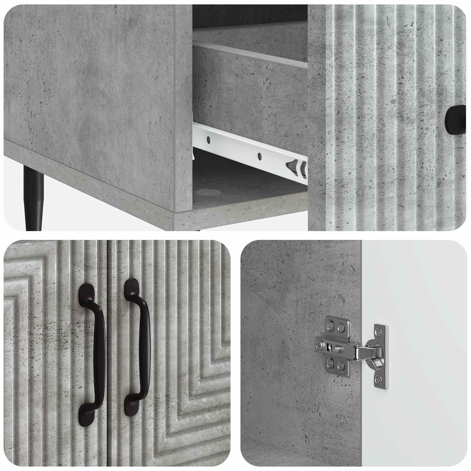 Buffet Gris béton 66 x 34,5 x 95 cm Bois d'ingénierie - XIOS