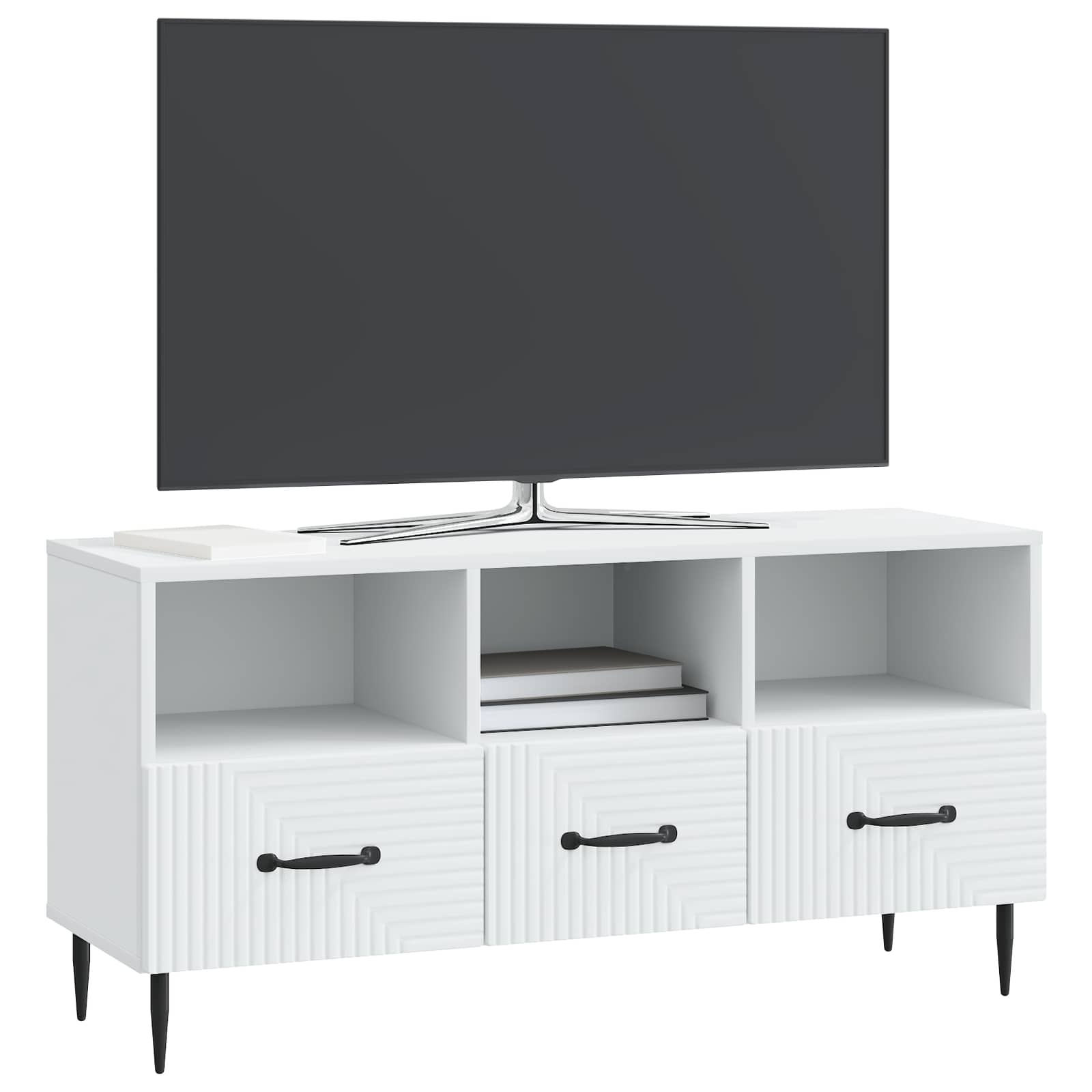 Meuble TV Blanc 102 x 34,5 x 50 cm Bois d'ingénierie - XIOS