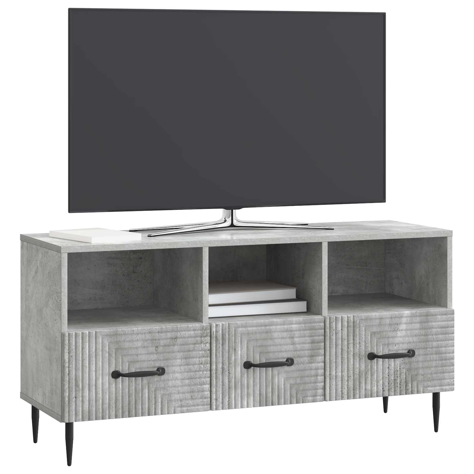 Meuble TV Gris béton 102 x 34,5 x 50 cm Bois d'ingénierie - XIOS