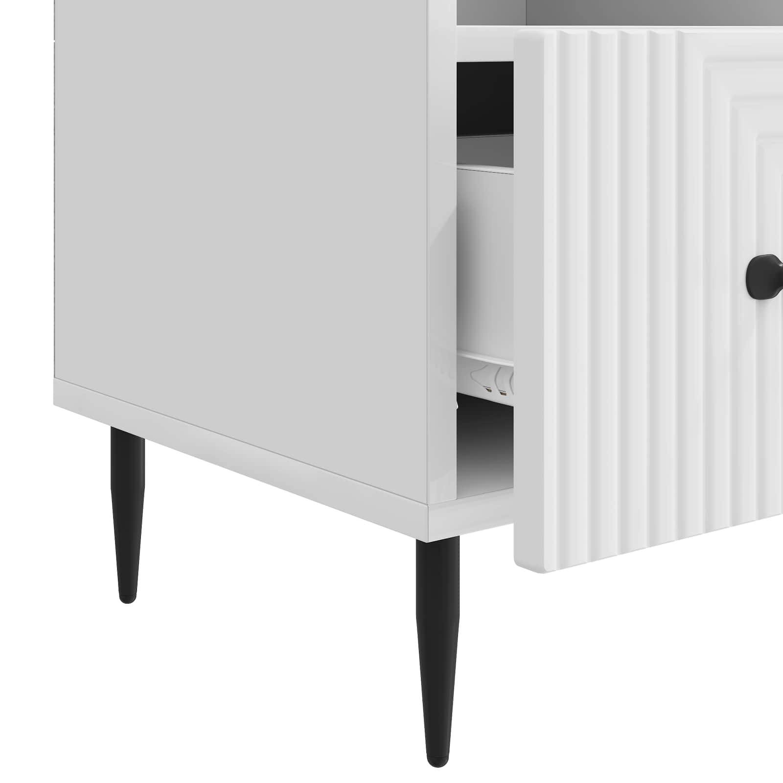 Meuble TV Blanc brillant 102 x 34,5 x 50 cm Bois d'ingénierie - XIOS