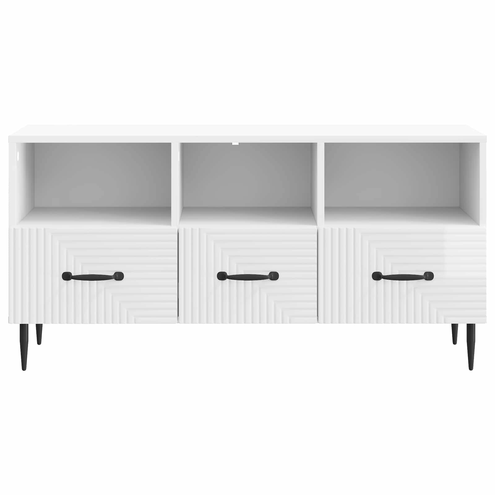 Meuble TV Blanc brillant 102 x 34,5 x 50 cm Bois d'ingénierie - XIOS