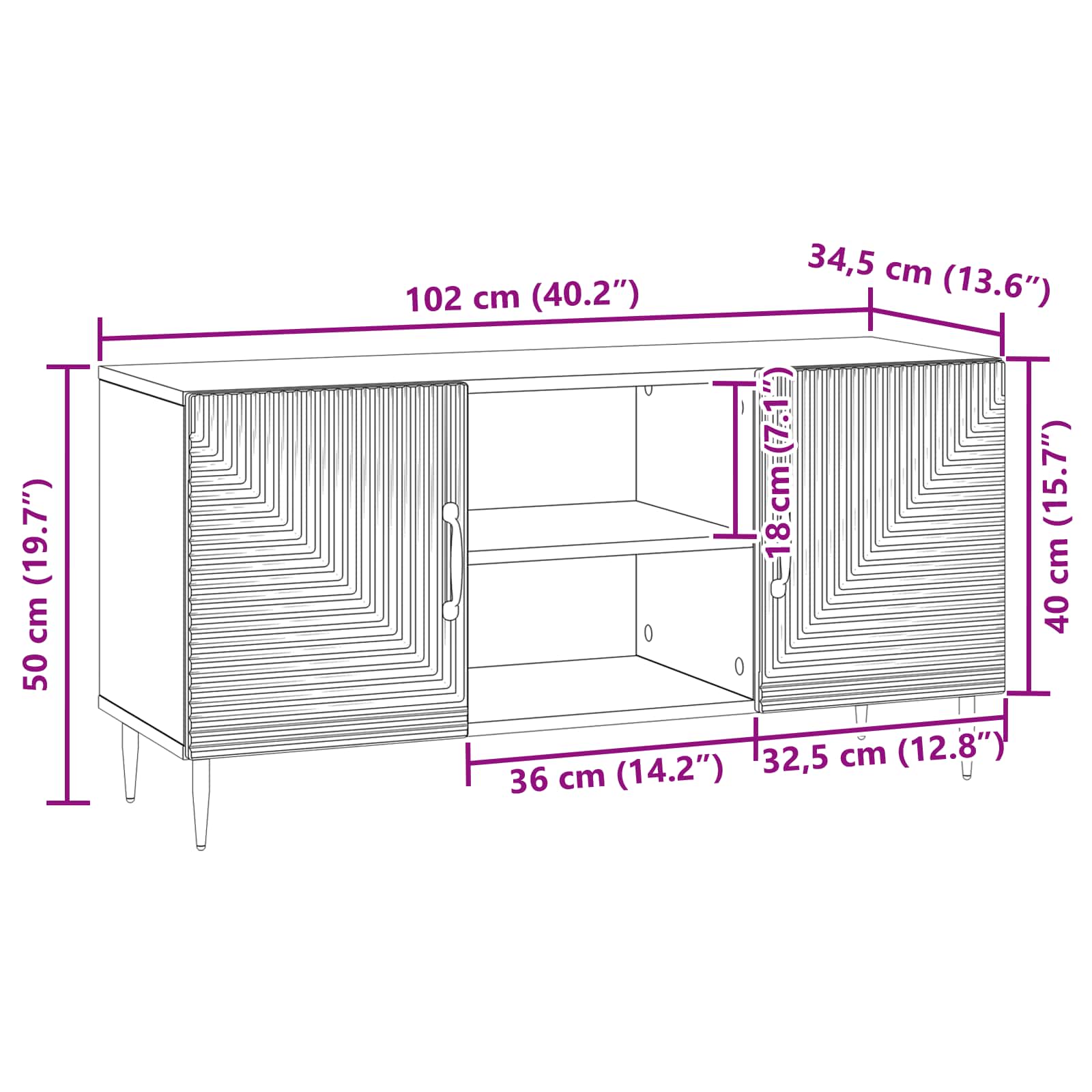 Meuble TV Blanc 102 x 34,5 x 50 cm Bois d'ingénierie - XIOS