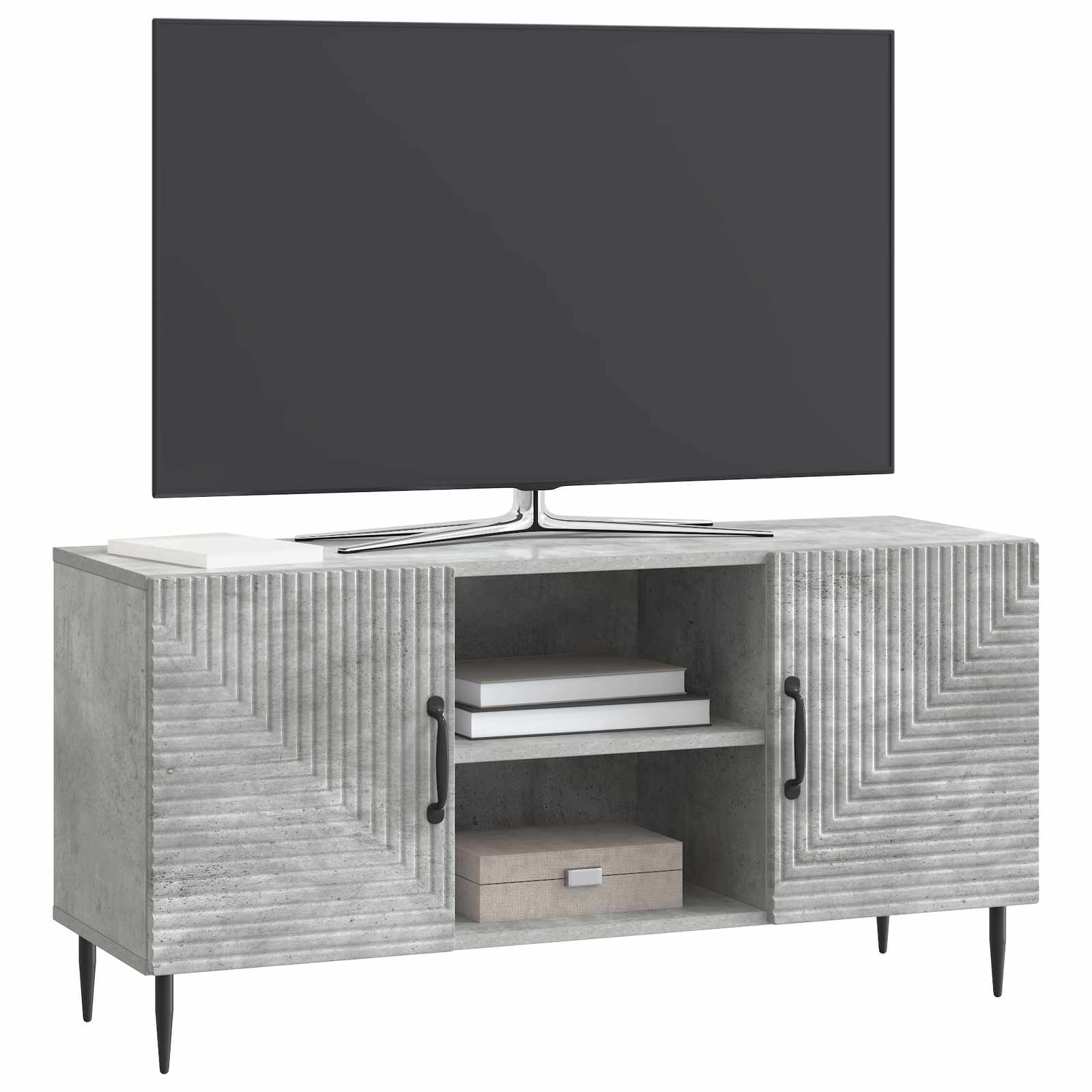 Meuble TV Gris béton 102 x 34,5 x 50 cm Bois d'ingénierie - XIOS