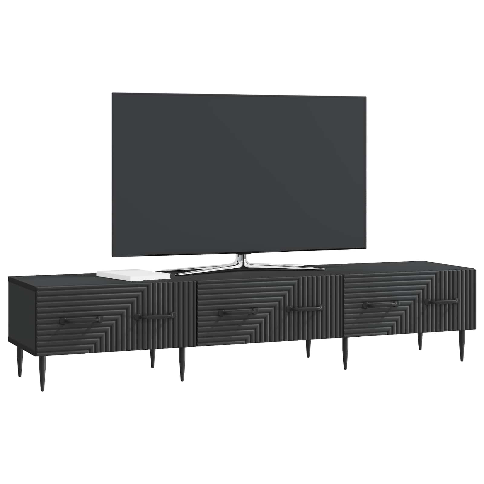 Meuble TV avec tiroir Noir 147 x 34,5 x 30 cm Bois d'ingénierie - XIOS