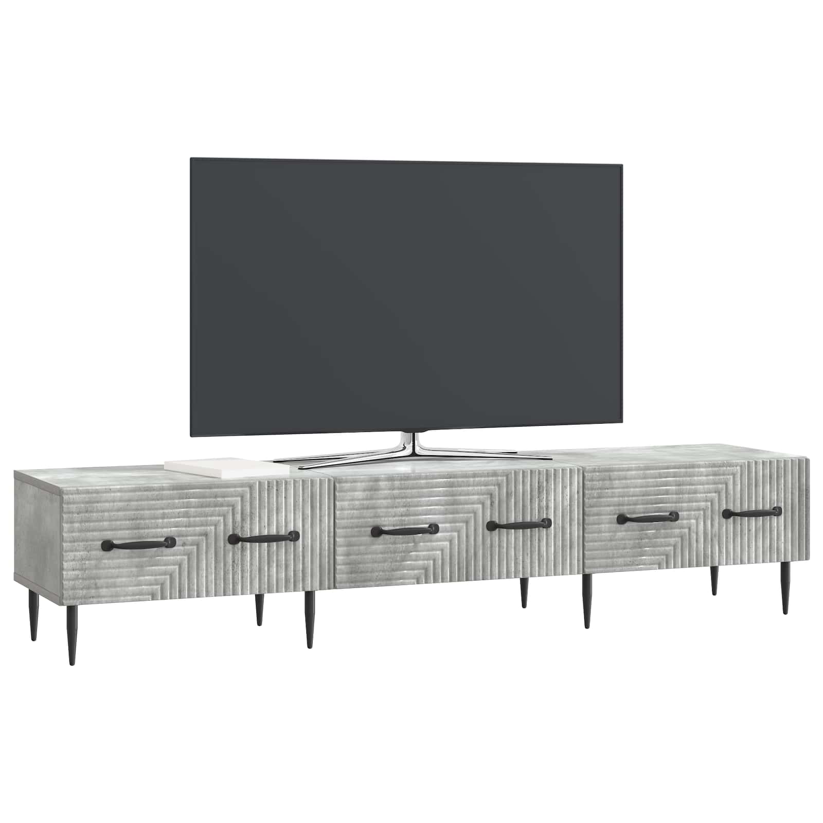 Meuble TV Gris béton 147 x 34,5 x 30 cm Bois d'ingénierie - XIOS