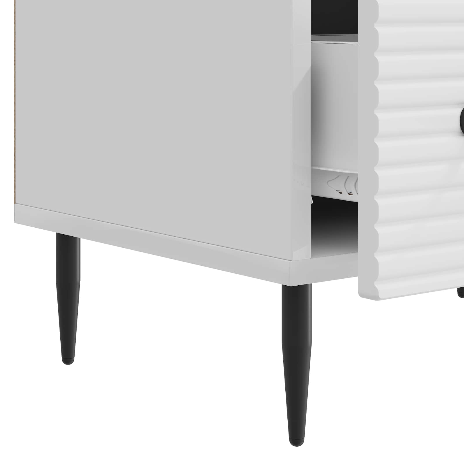 Meuble TV Blanc brillant 147 x 34,5 x 30 cm Bois d'ingénierie - XIOS