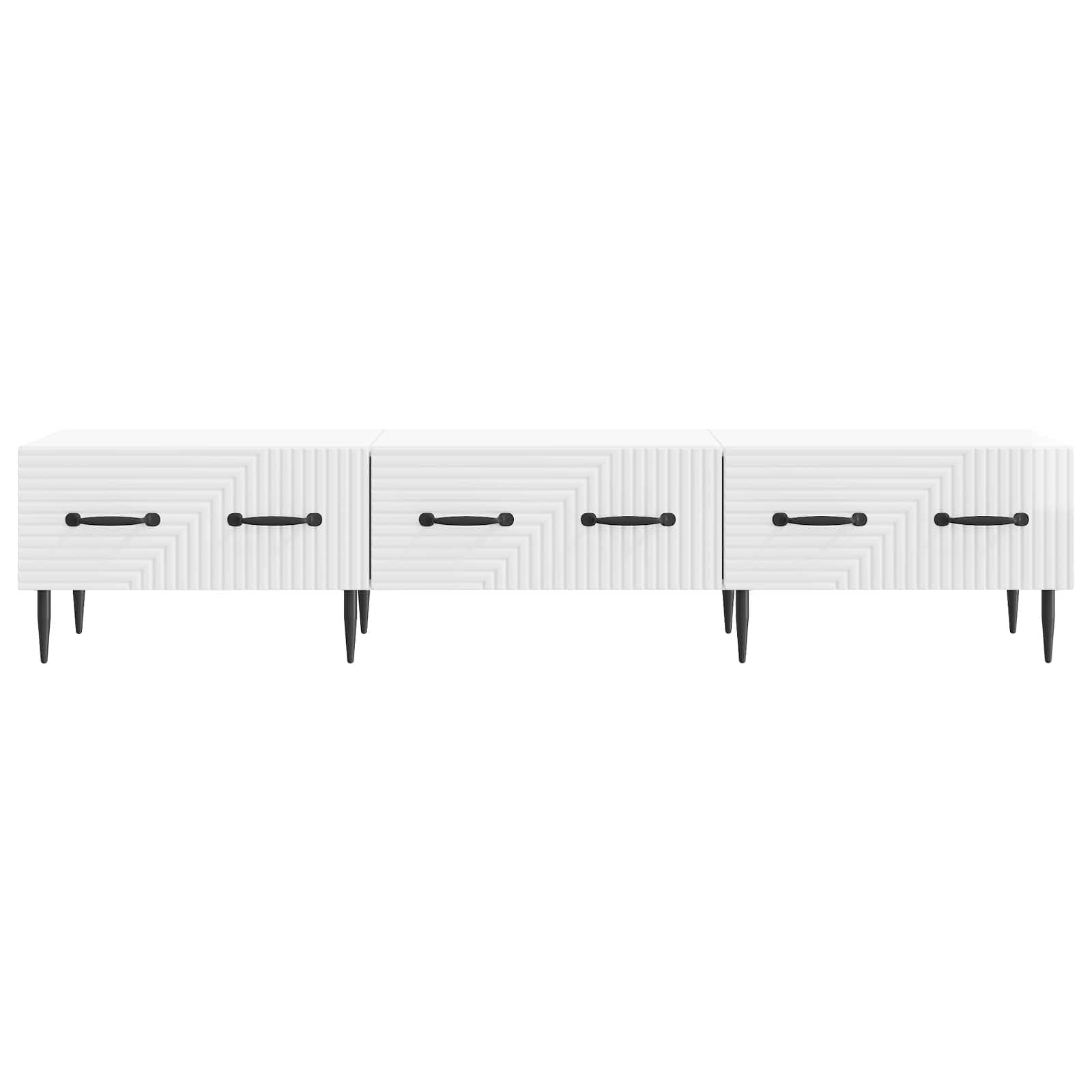 Meuble TV Blanc brillant 147 x 34,5 x 30 cm Bois d'ingénierie - XIOS