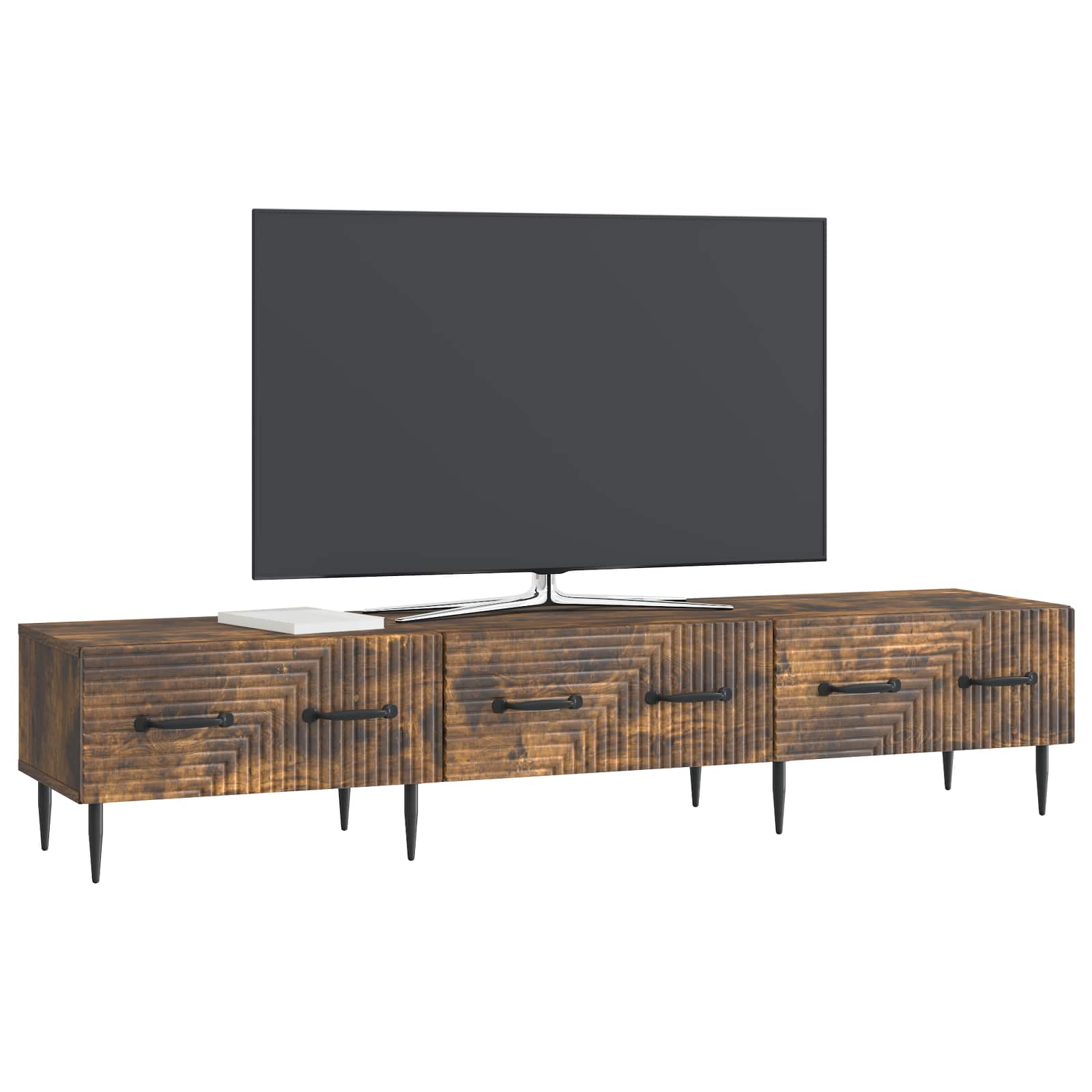 Meuble TV Chêne fumé 147 x 34,5 x 30 cm Bois d'ingénierie - XIOS